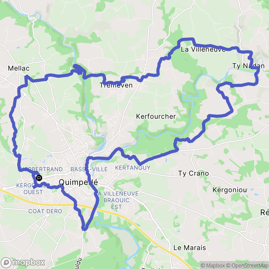 Quimperlé : carte du parcours de randonnée - France