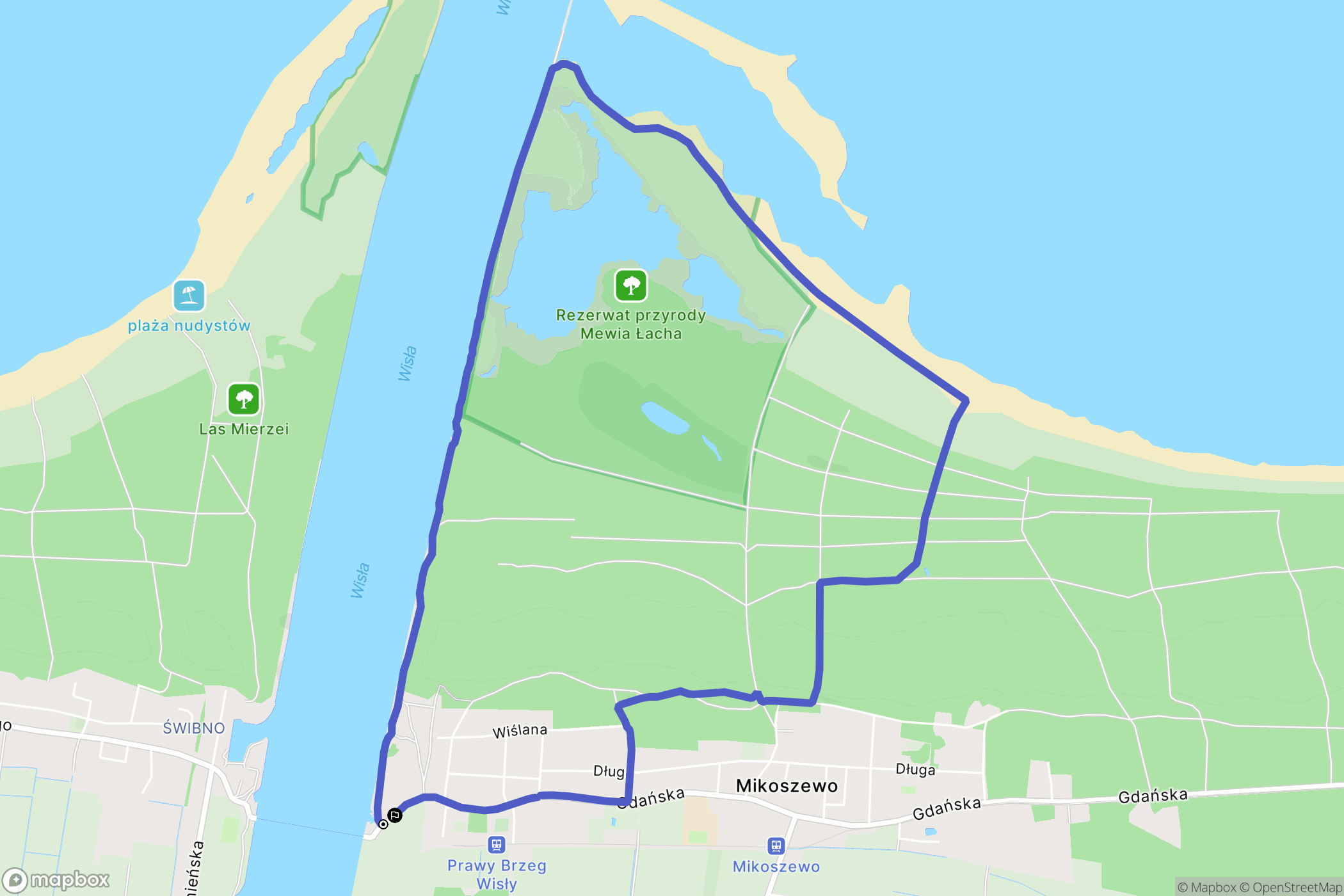 Mikoszewo: mapa trasy - Poland