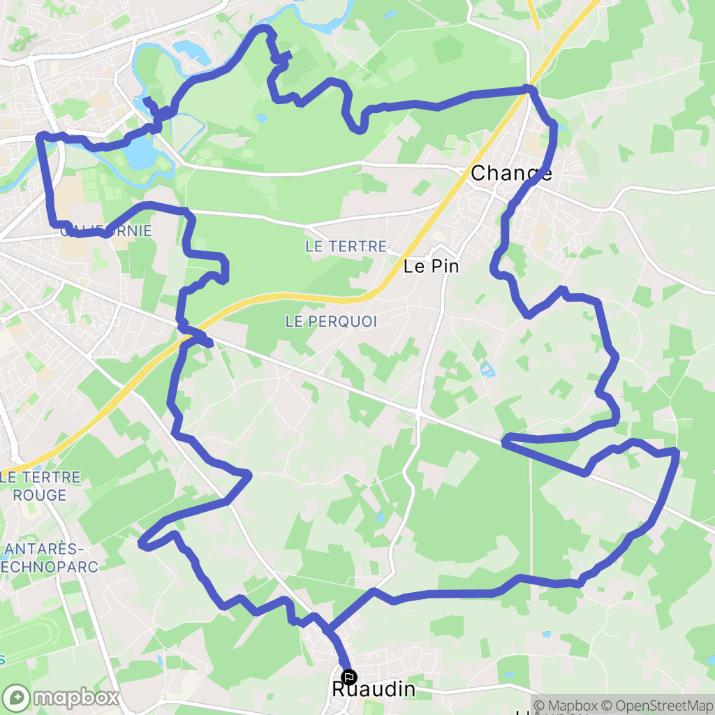Ruaudin : carte du parcours de randonnée - France