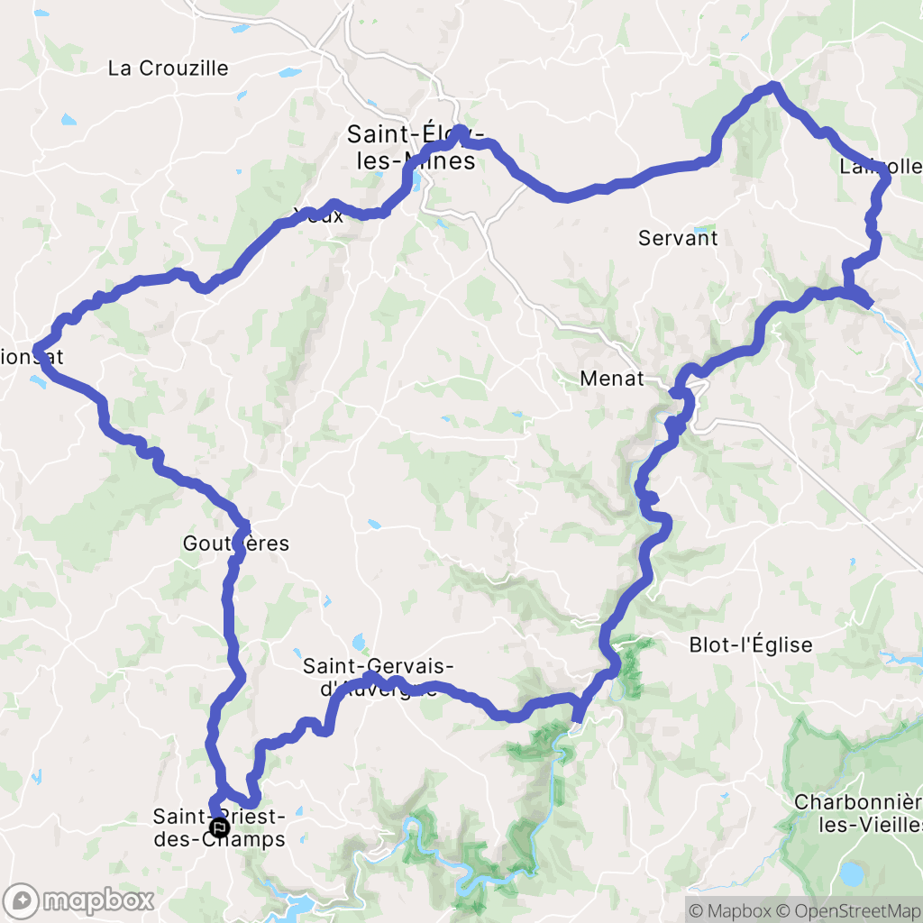 Saint-Priest-des-Champs : carte du parcours de randonnée - France