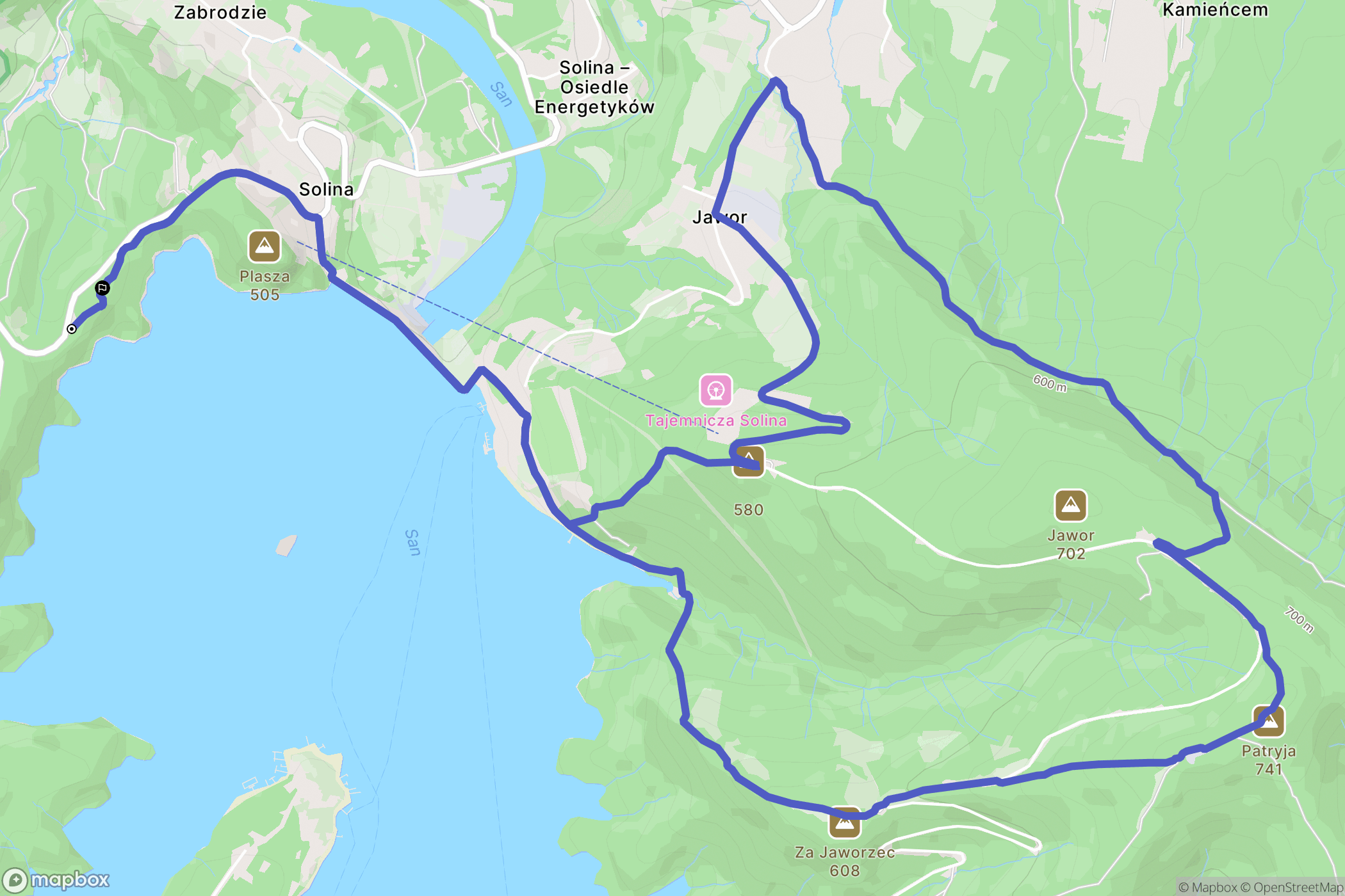 Solina: mapa trasy - Poland