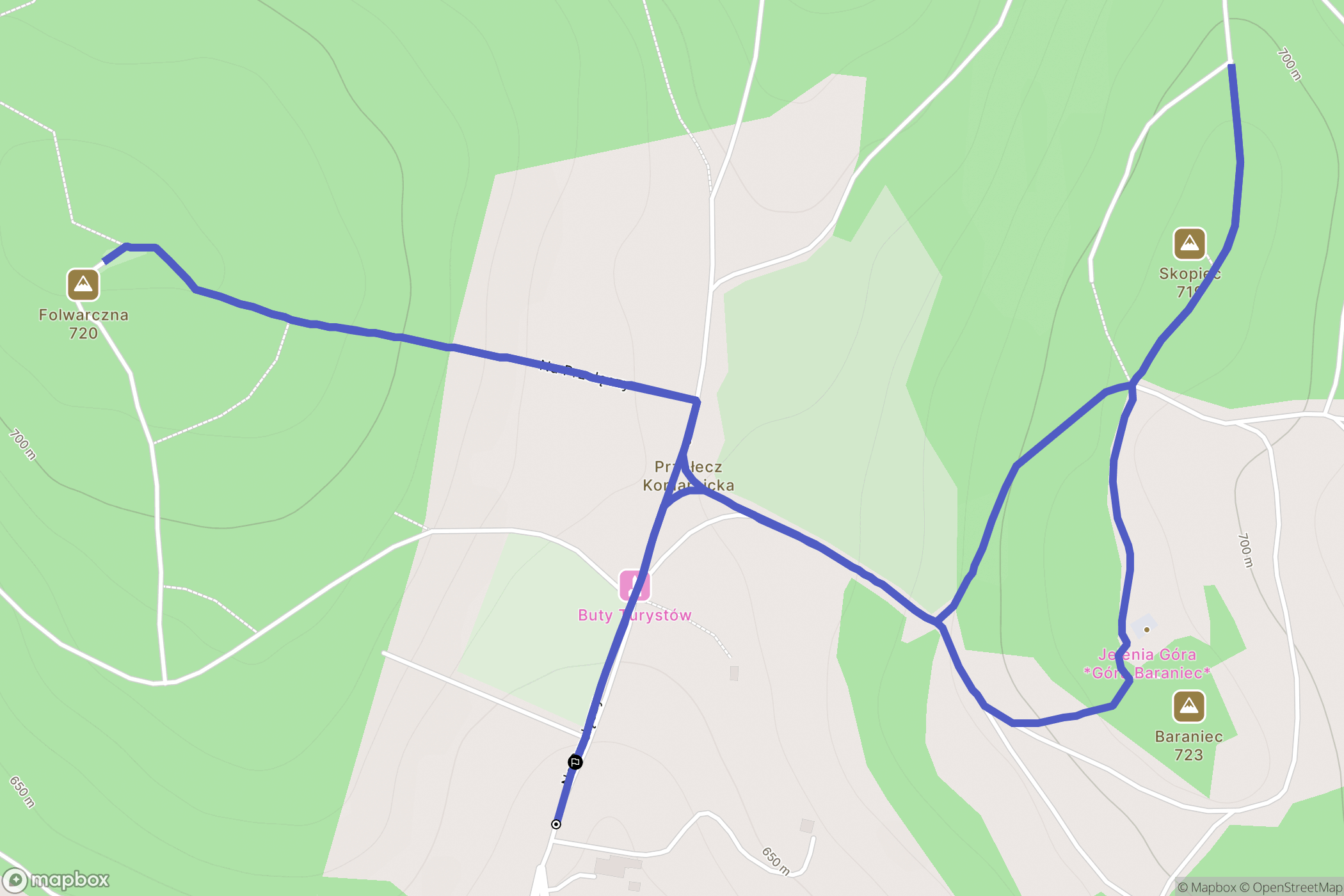 Komarno: mapa trasy - Poland