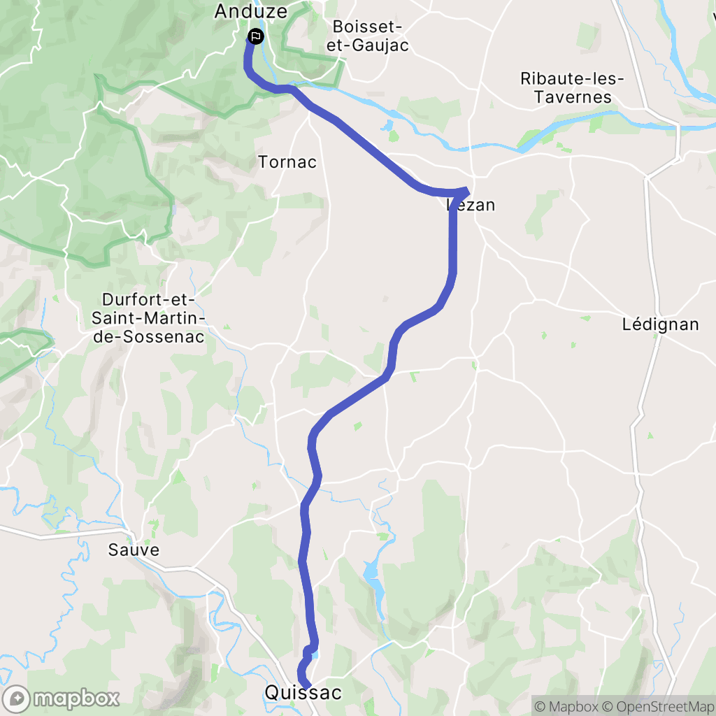 Anduze : carte du parcours de randonnée - France