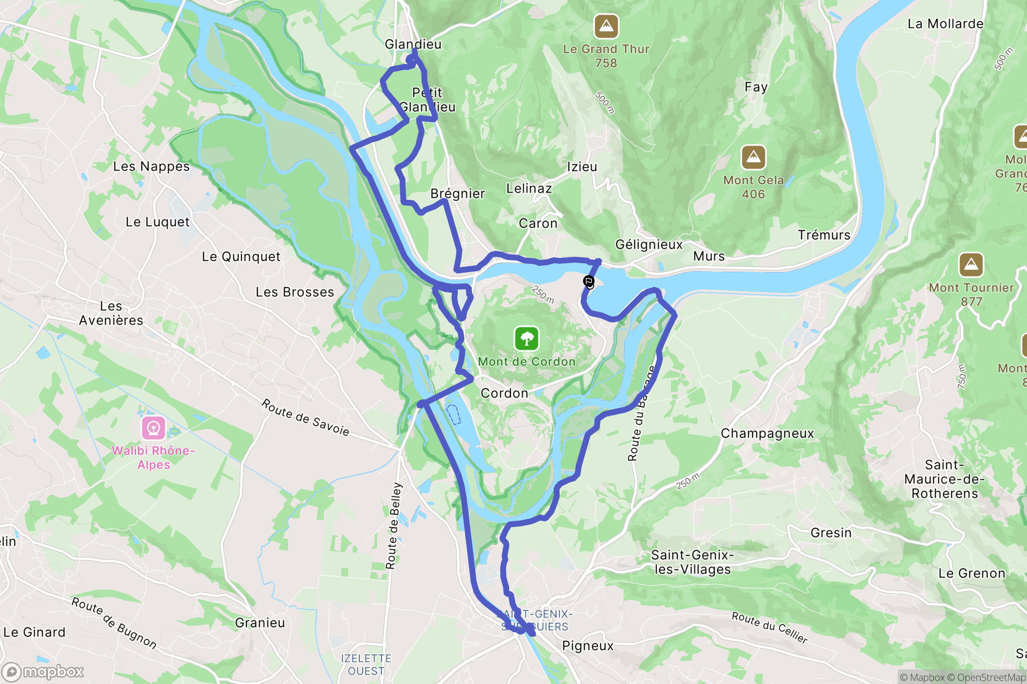 Murs-et-Gélignieux : carte du parcours de randonnée - France