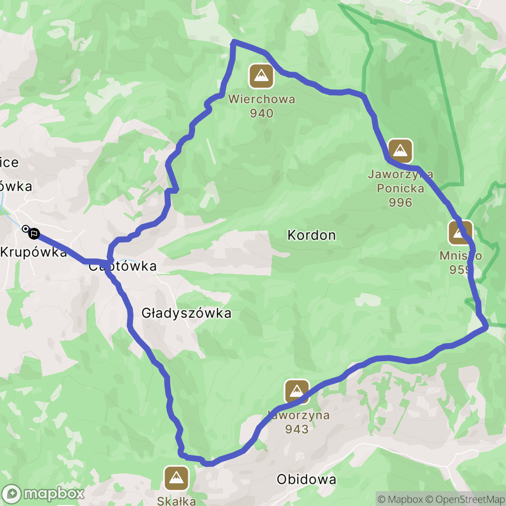 Ponice: mapa trasy - Poland