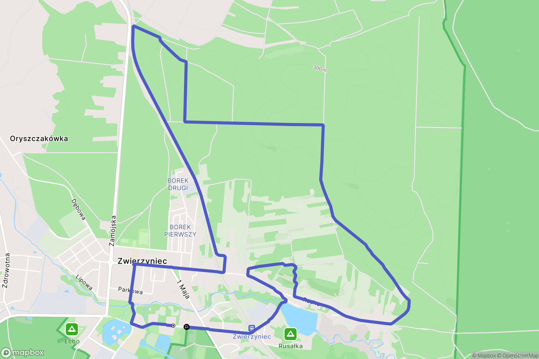 Zwierzyniec: mapa trasy - Poland