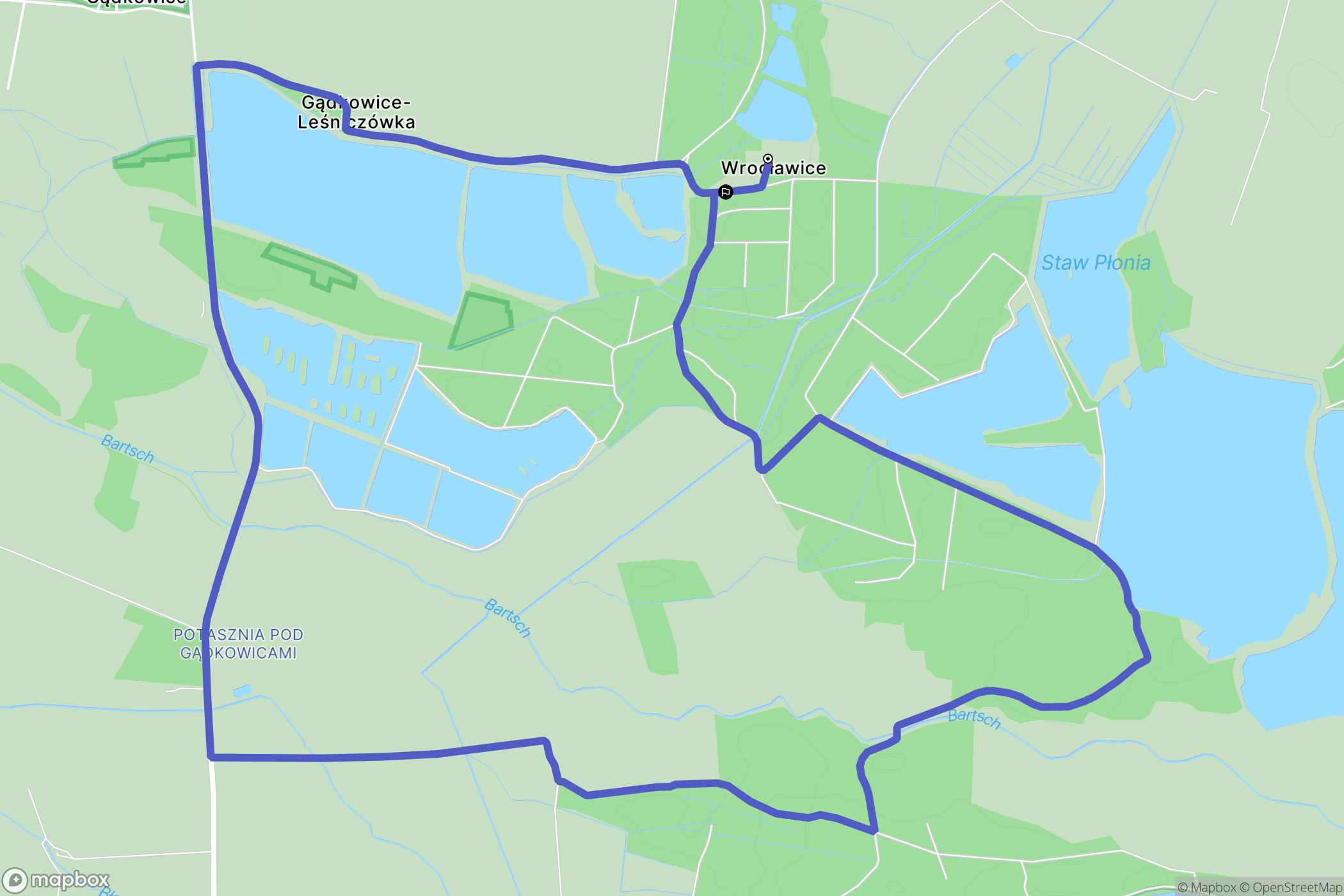 Wrocławice - osada: mapa trasy - Poland