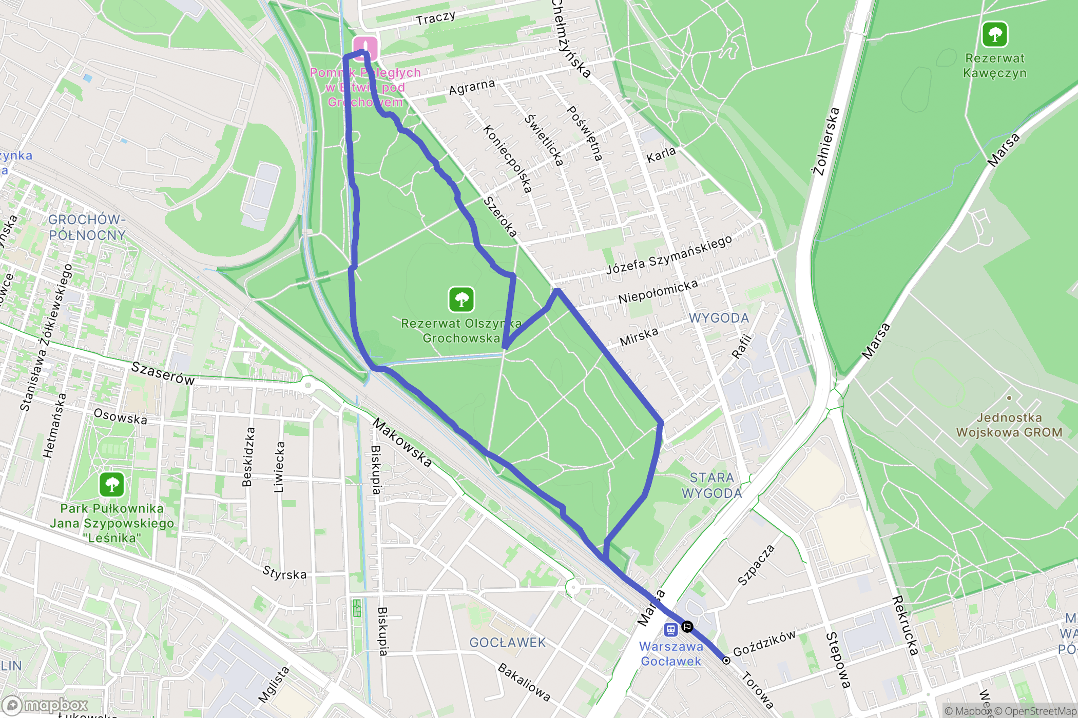 Warszawa: mapa trasy - Poland