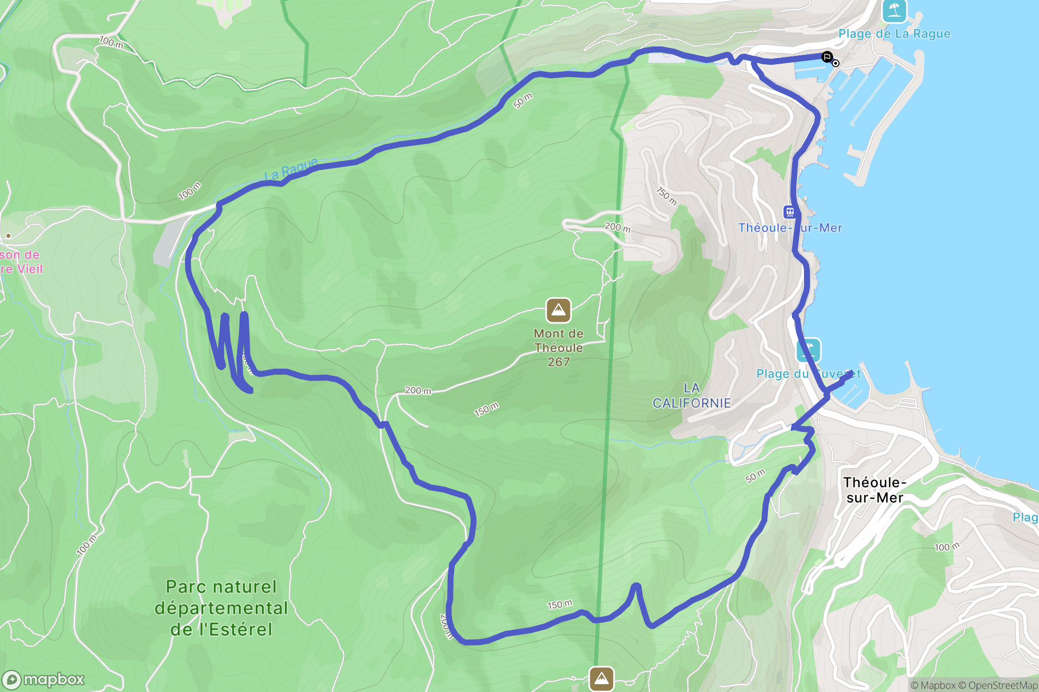 Mandelieu-la-Napoule : carte du parcours de randonnée - France