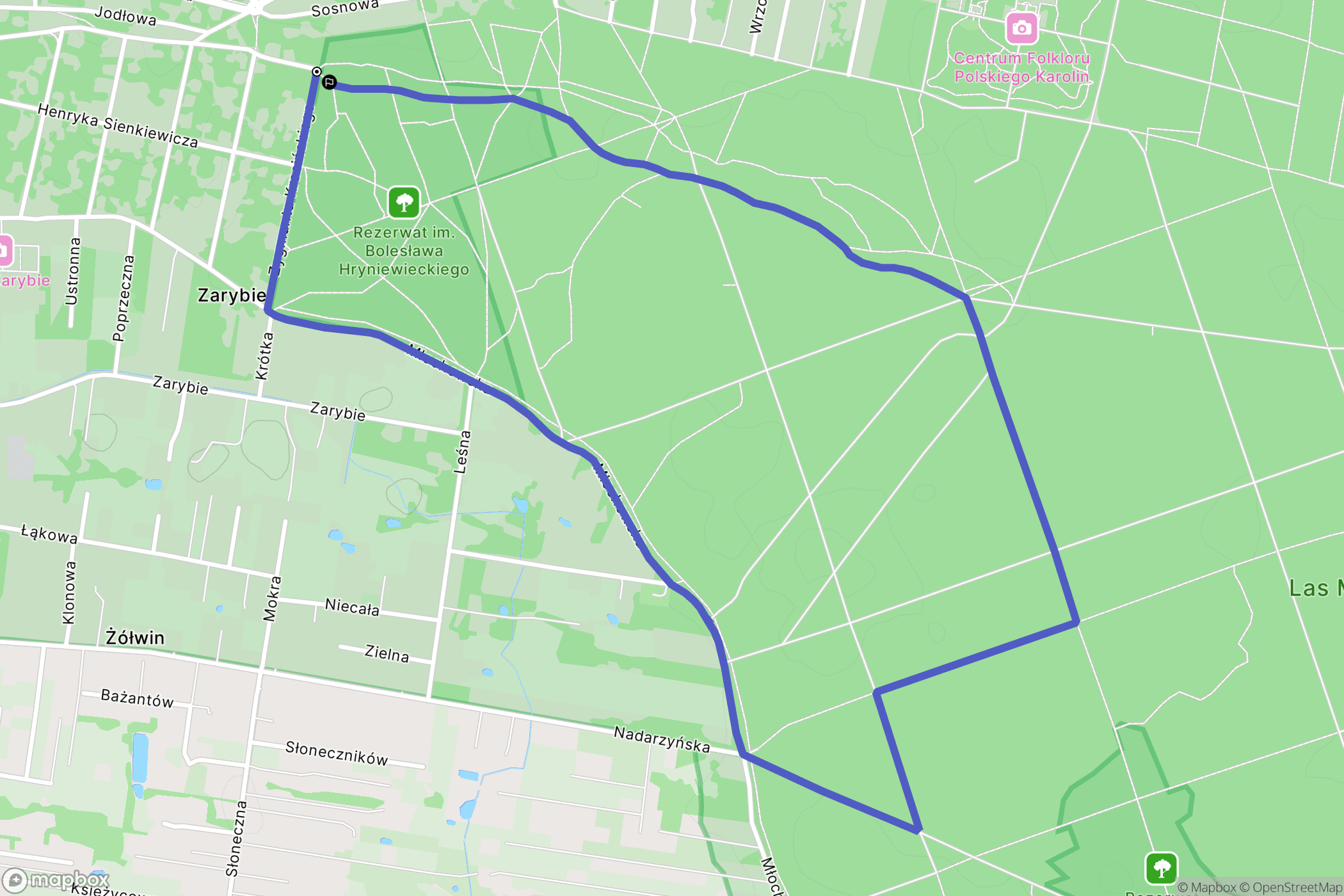 Podkowa Leśna: mapa trasy - Poland