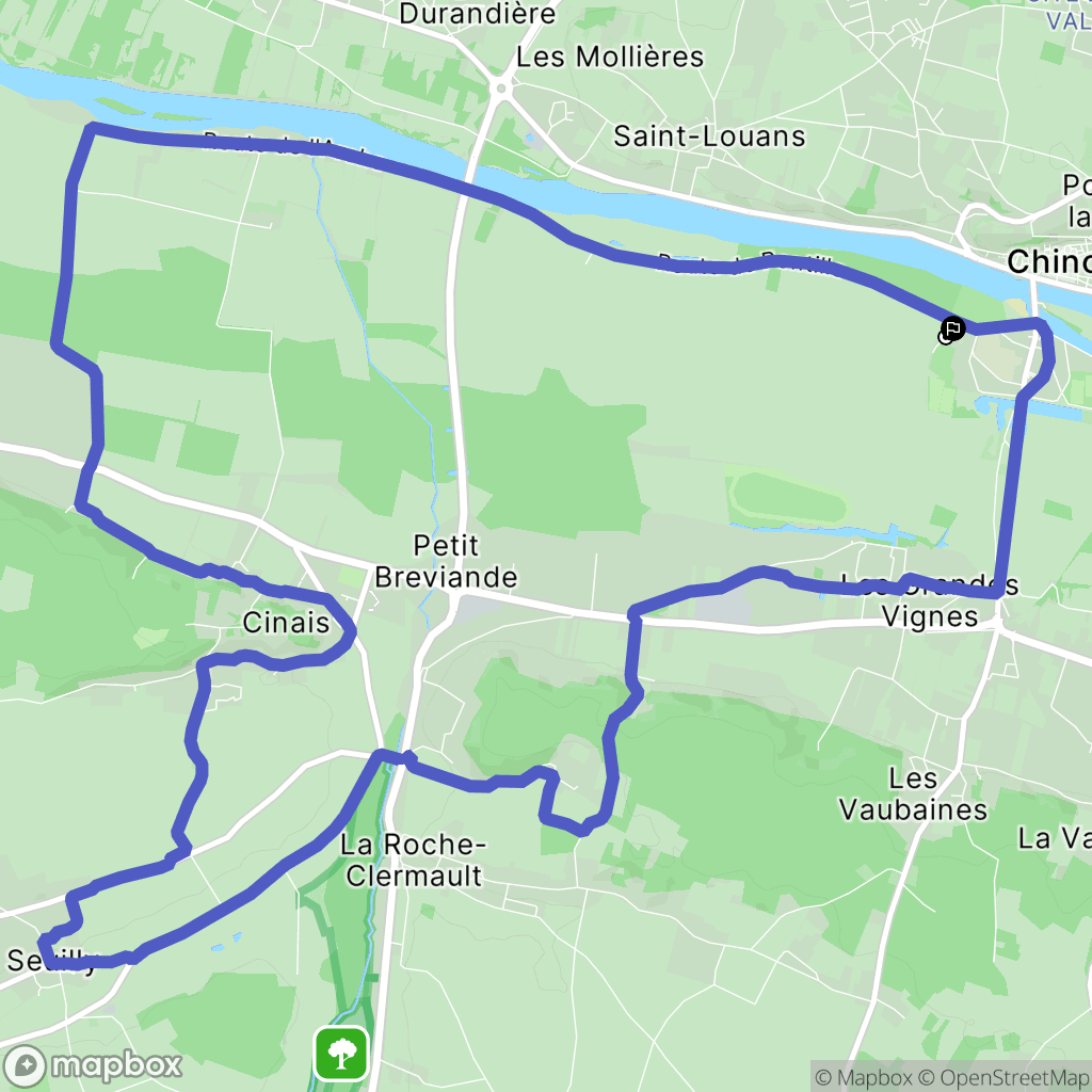 Chinon : carte du parcours de randonnée - France