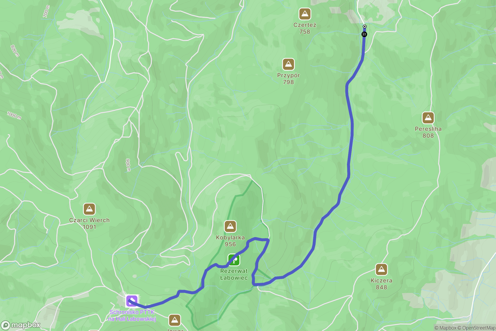 Łabowa: mapa trasy - Poland