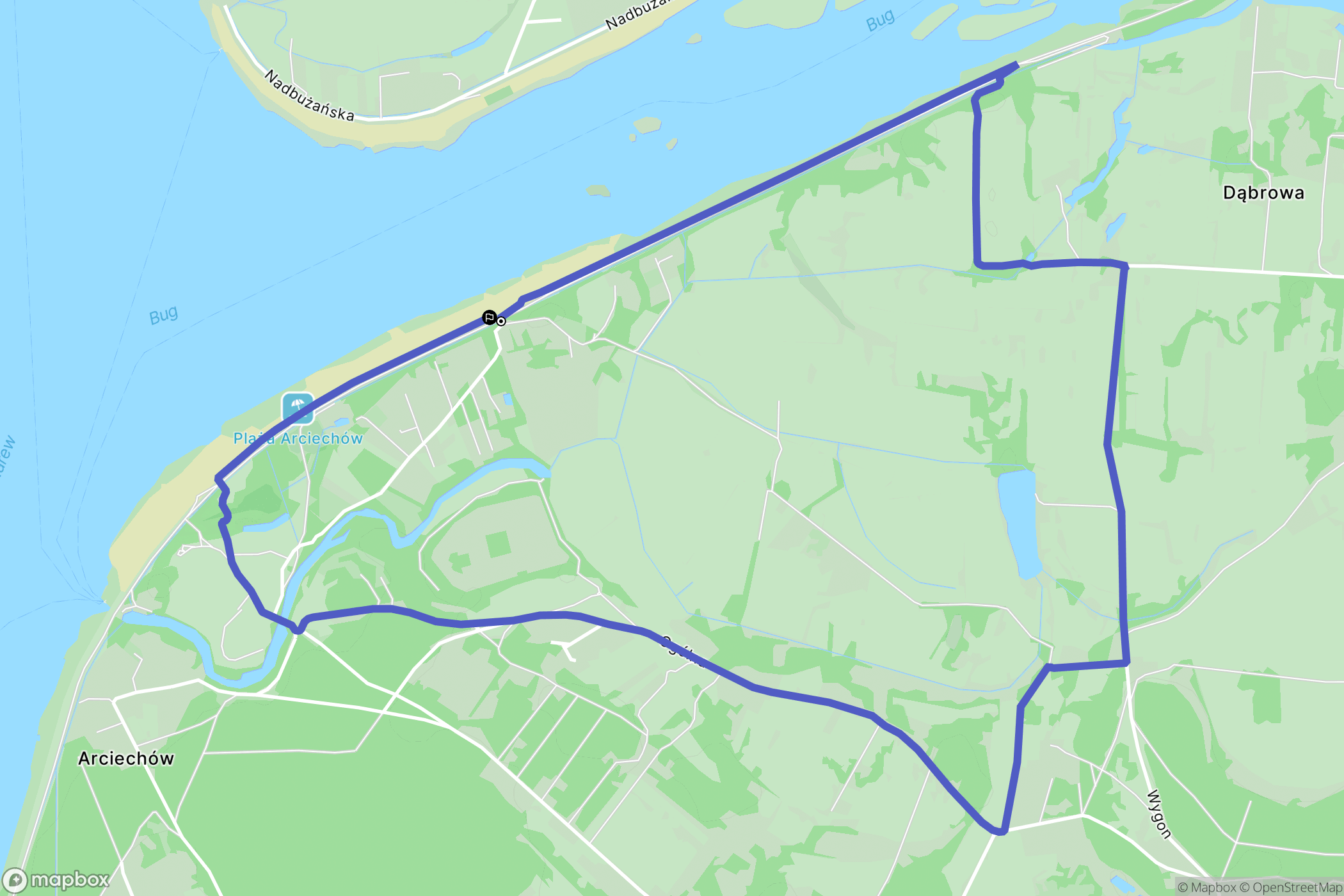 Arciechów: mapa trasy - Poland