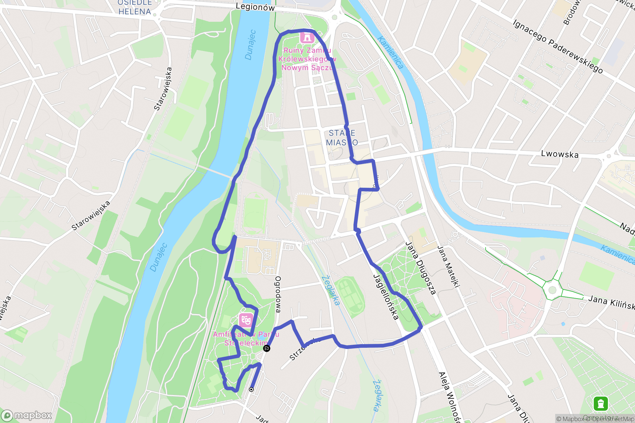 Nowy Sącz: mapa trasy - Poland