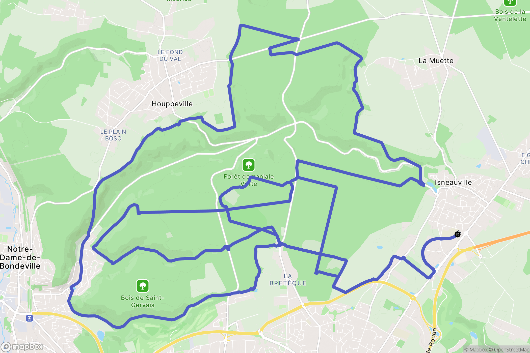 Isneauville : carte du parcours de randonnée - France