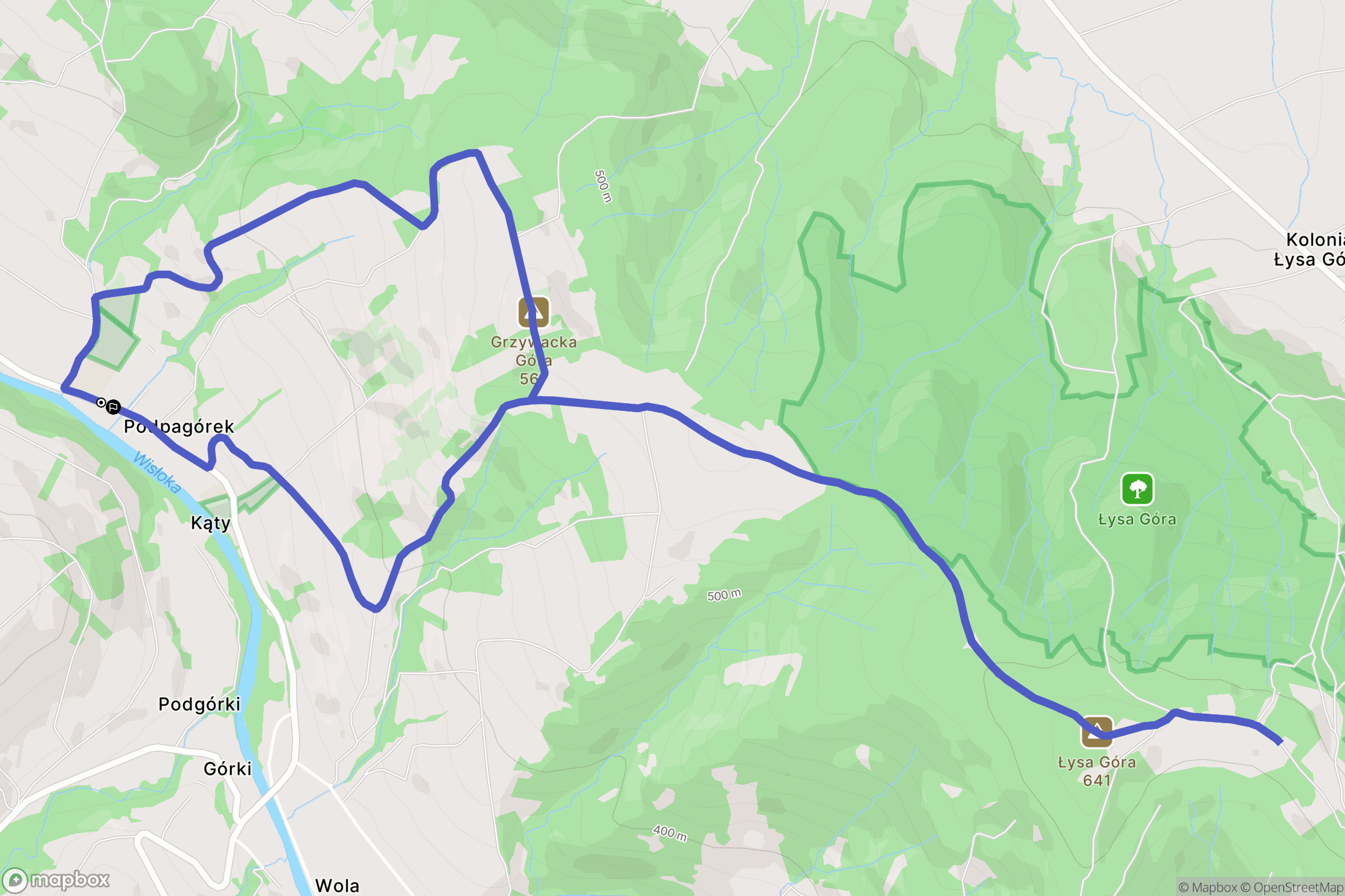 Kąty: mapa trasy - Poland