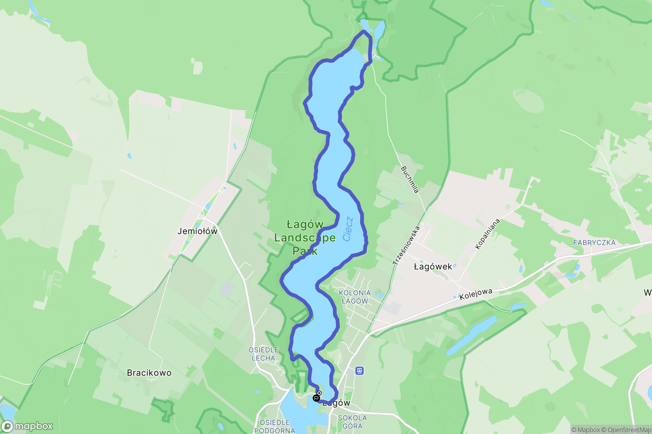 Łagów: mapa trasy - Poland