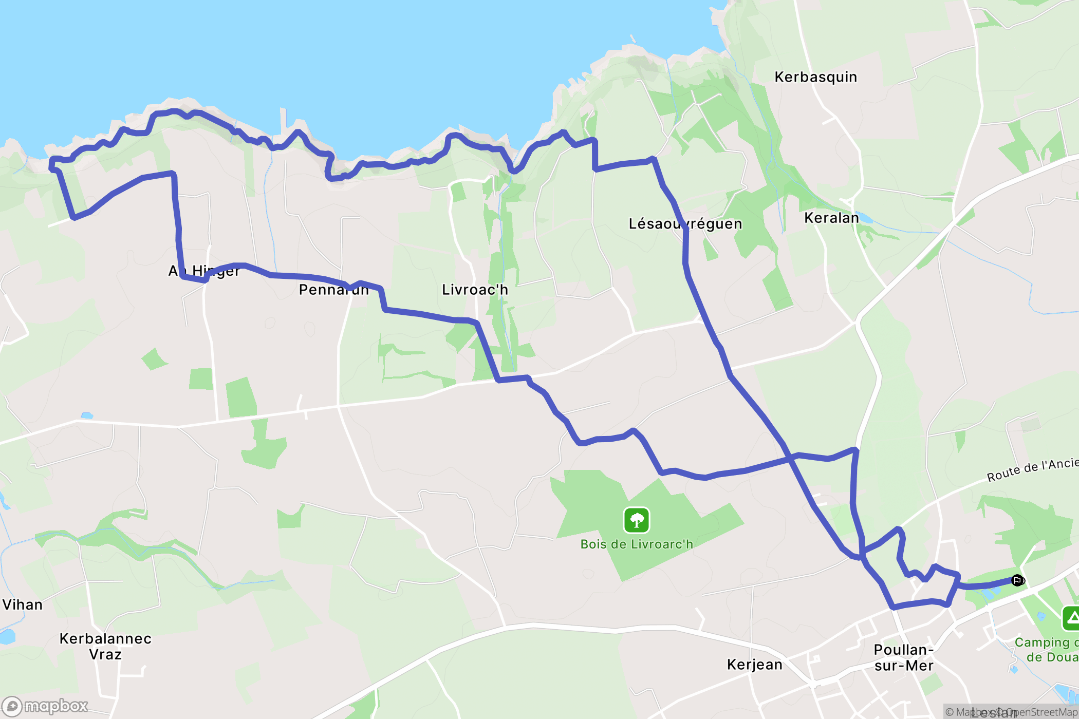 Poullan-sur-Mer : carte du parcours de randonnée - France