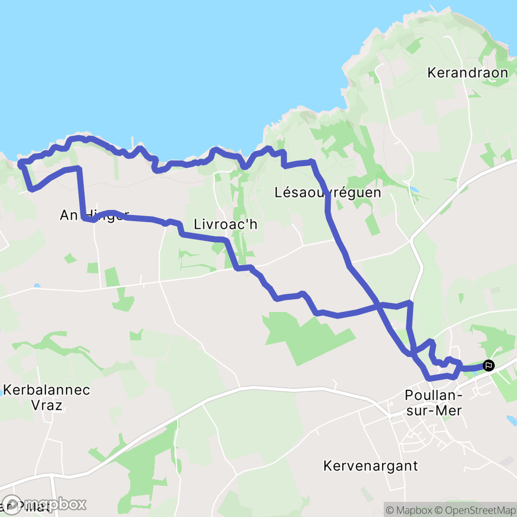 Poullan-sur-Mer : carte du parcours de randonnée - France