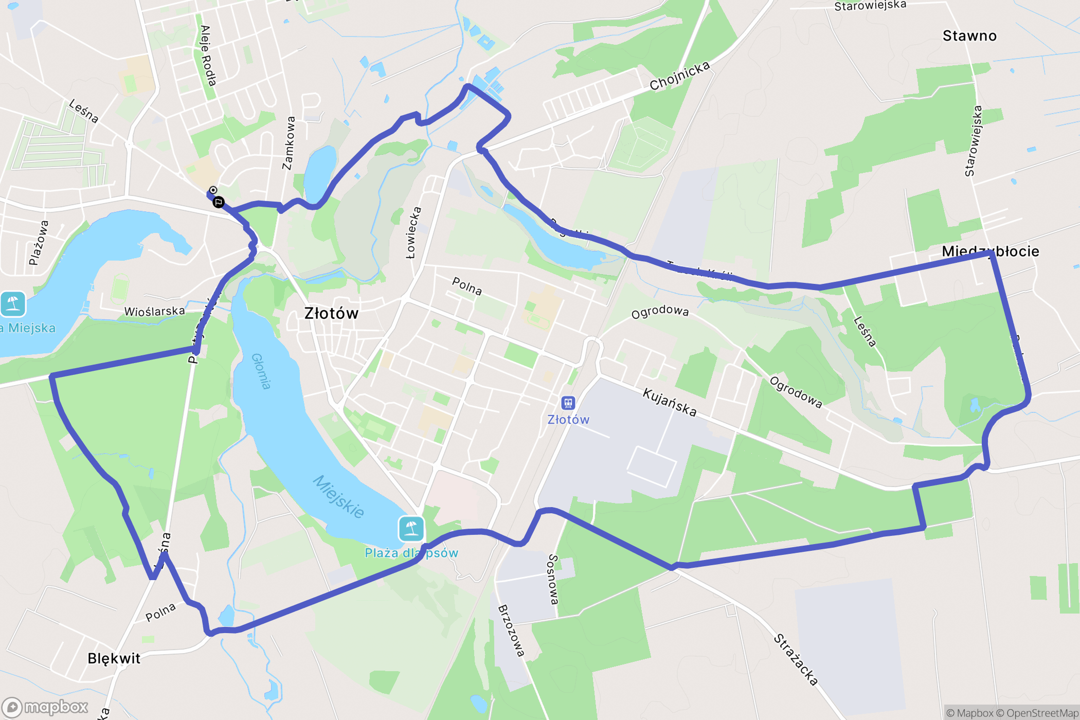 Złotów: mapa trasy - Poland