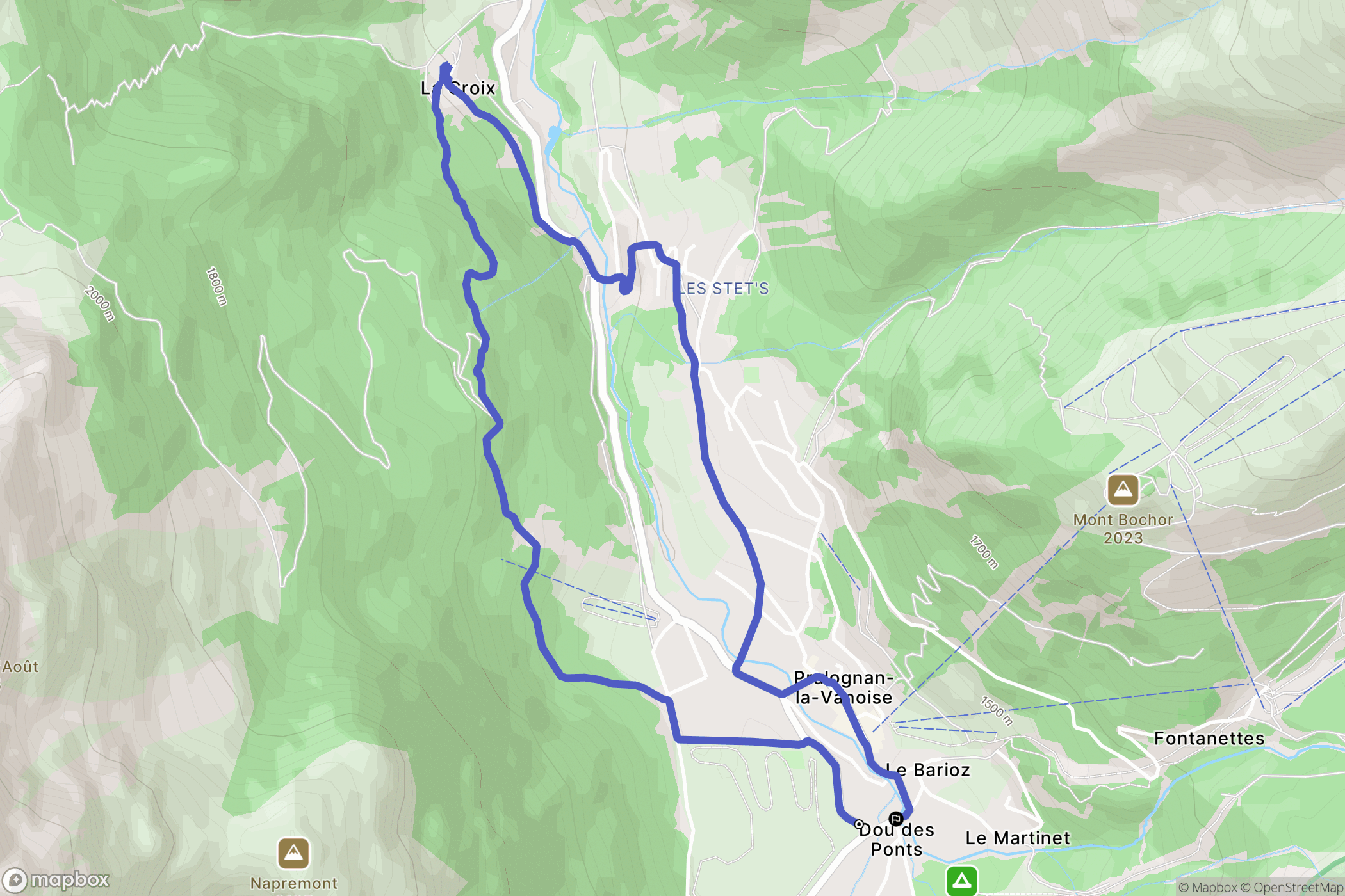 Pralognan-la-Vanoise : carte du parcours de randonnée - France