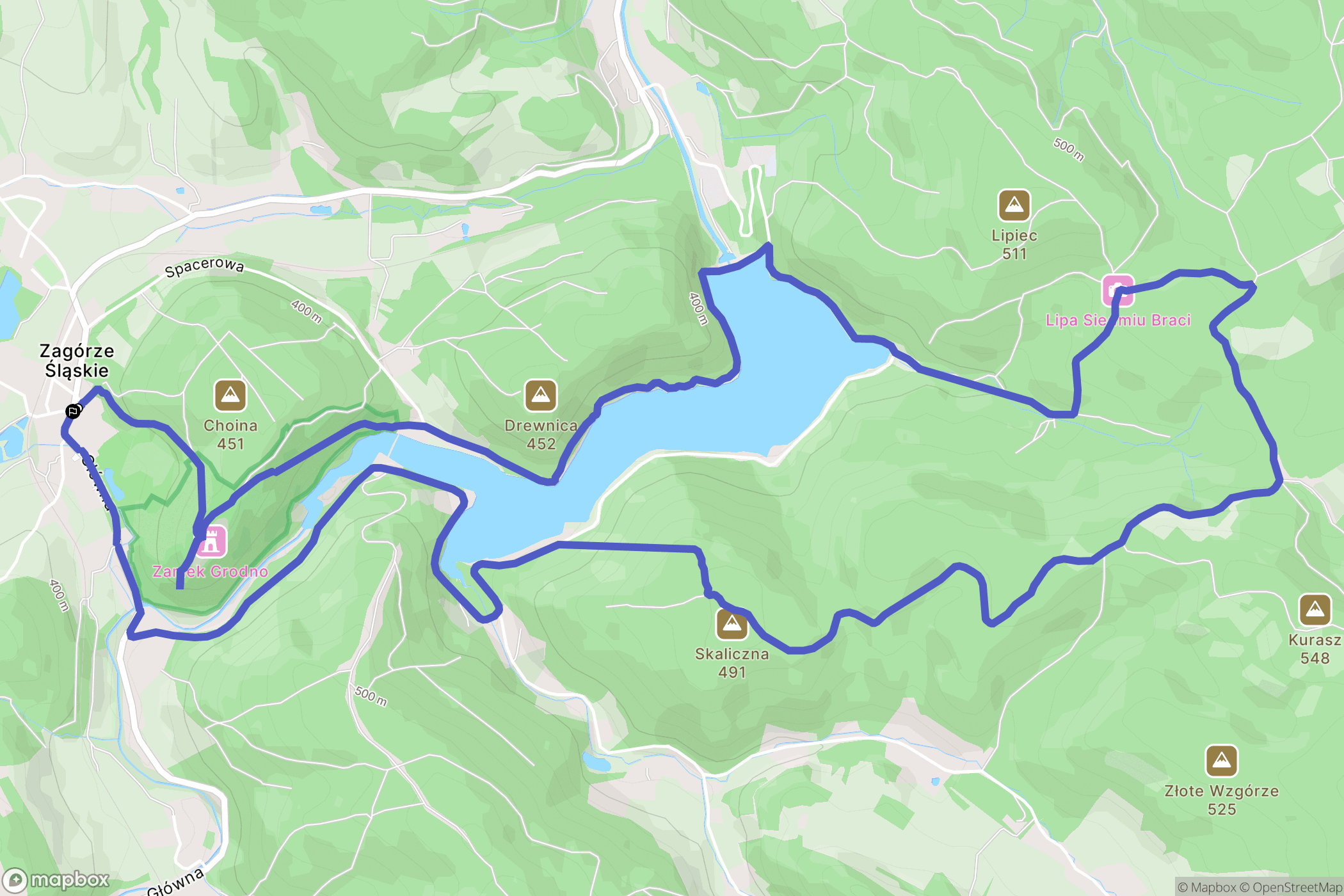 Zagórze Śląskie: mapa trasy - Poland