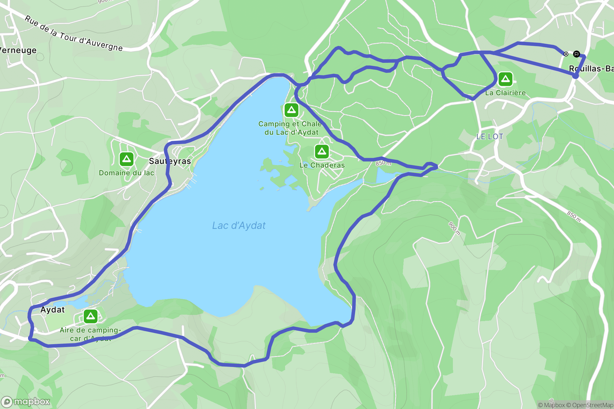 Aydat : carte du parcours de randonnée - France
