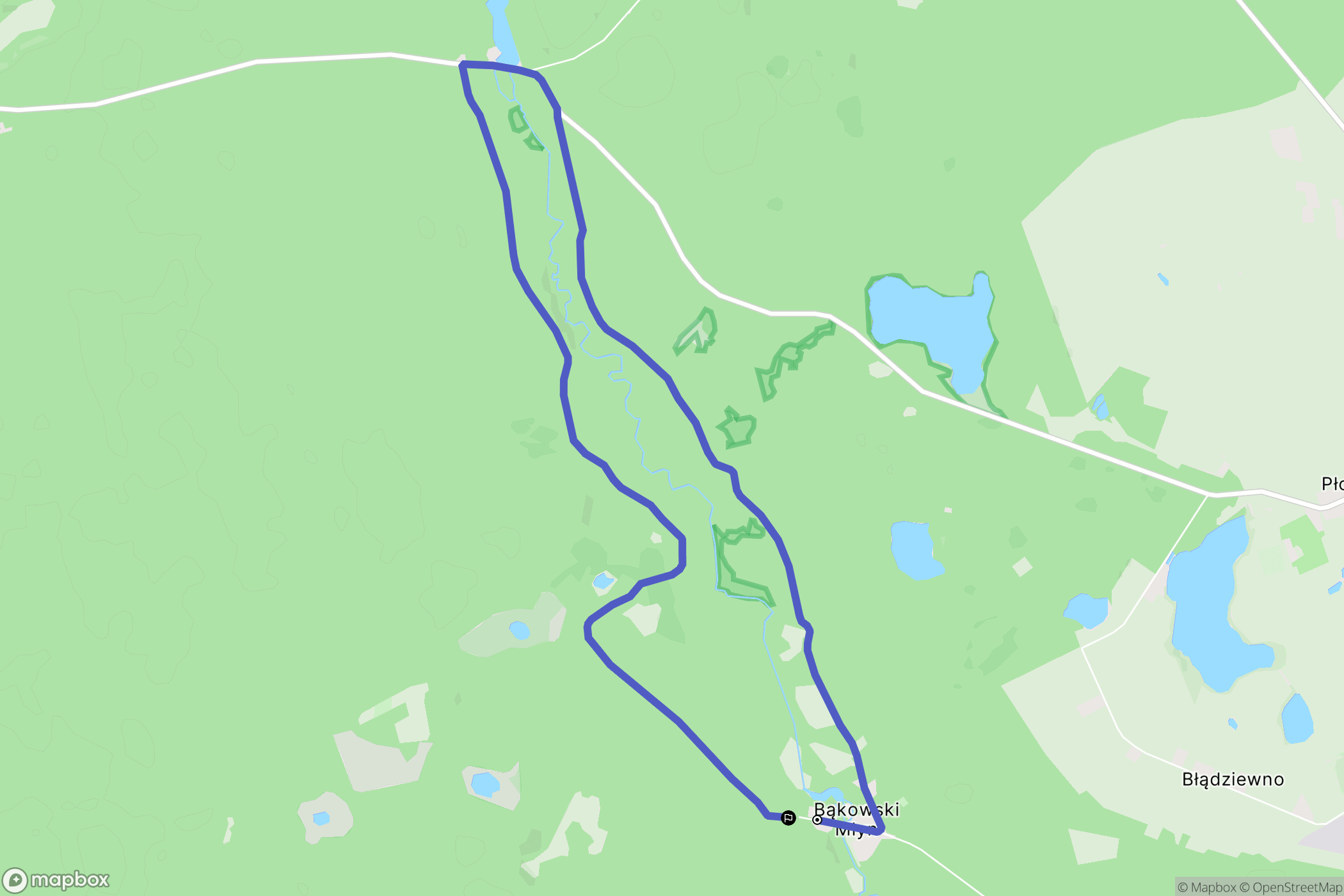 Bąkowski Młyn: mapa trasy - Poland