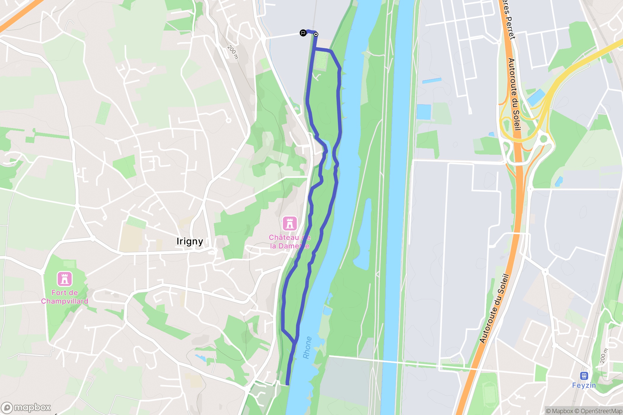 Irigny : carte du parcours de randonnée - France