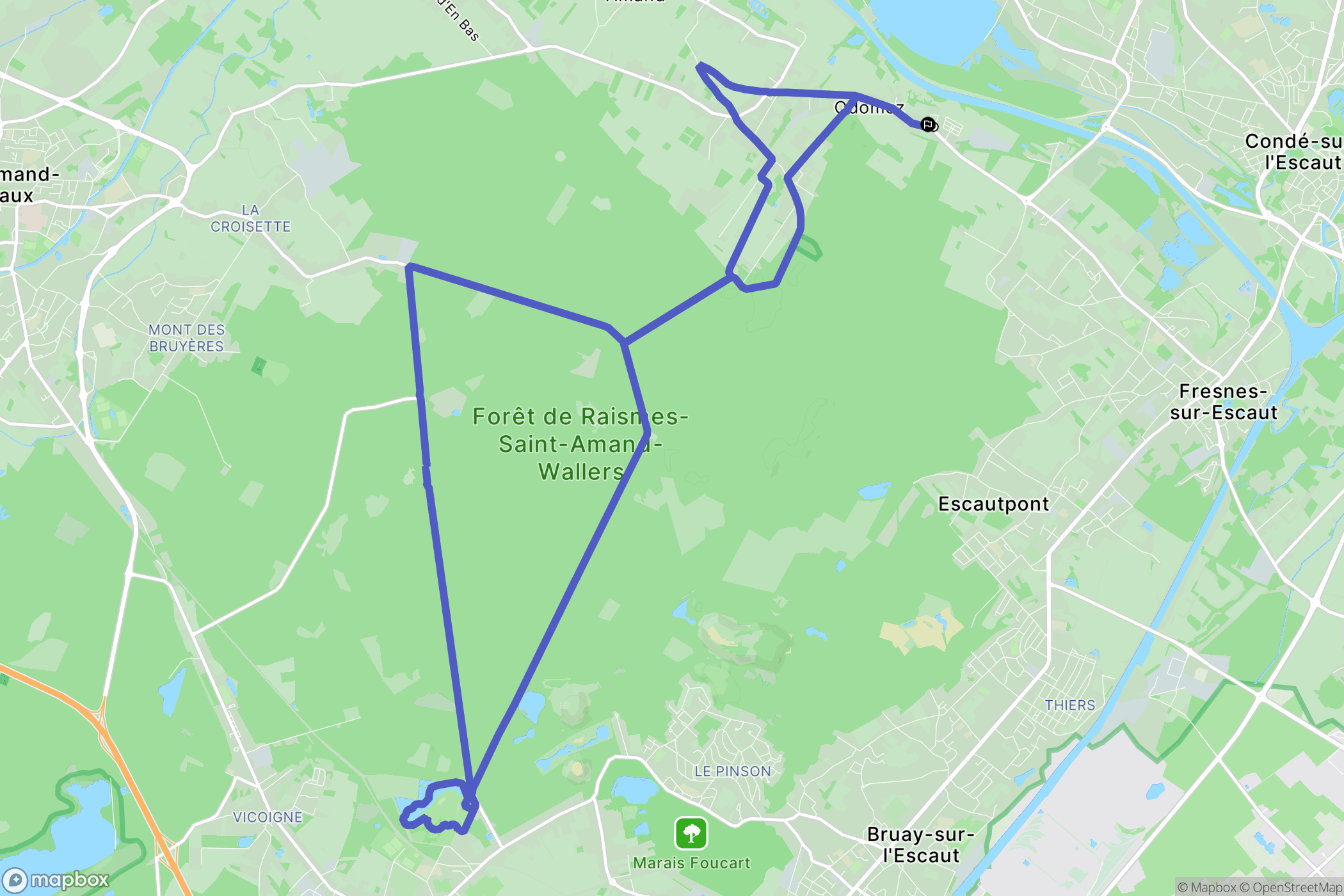 Odomez : carte du parcours de randonnée - France