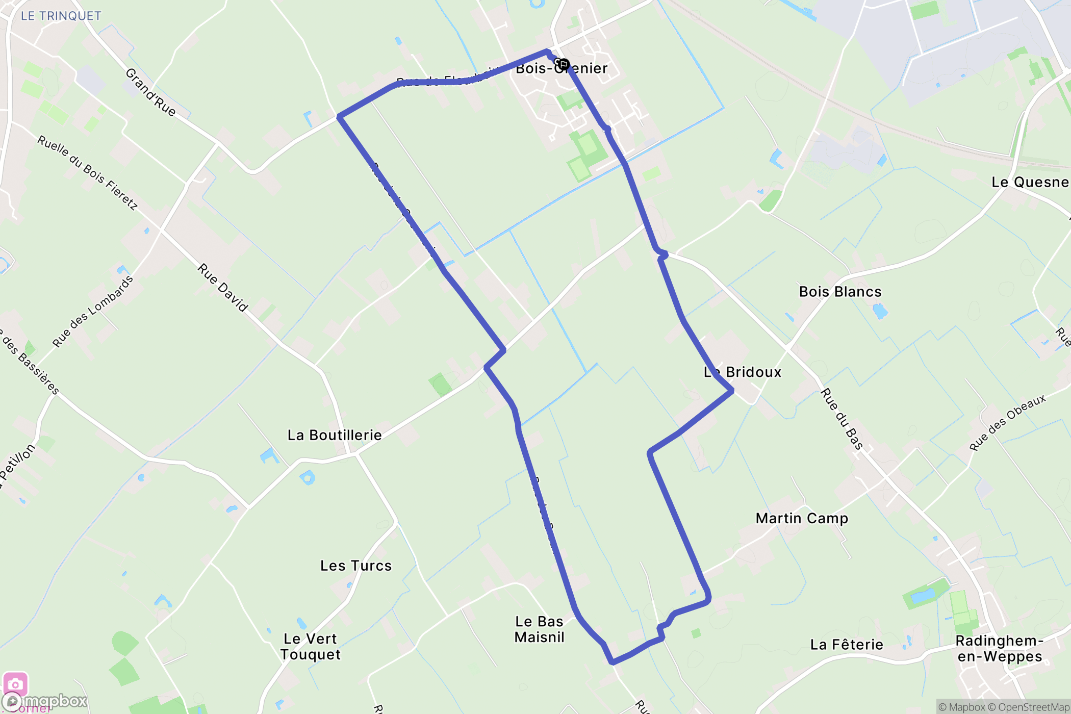 Bois-Grenier : carte du parcours de randonnée - France