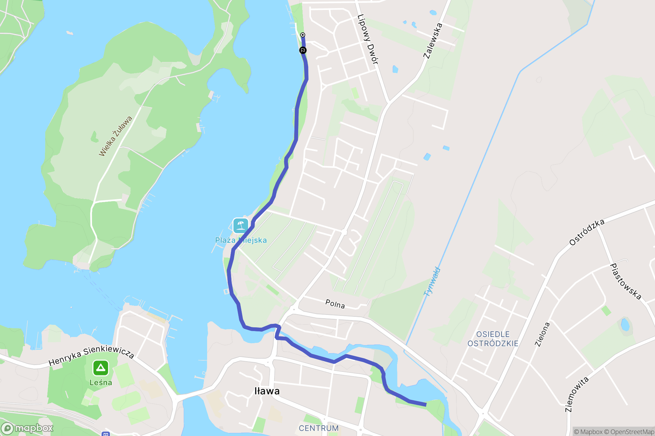 Iława: mapa trasy - Poland