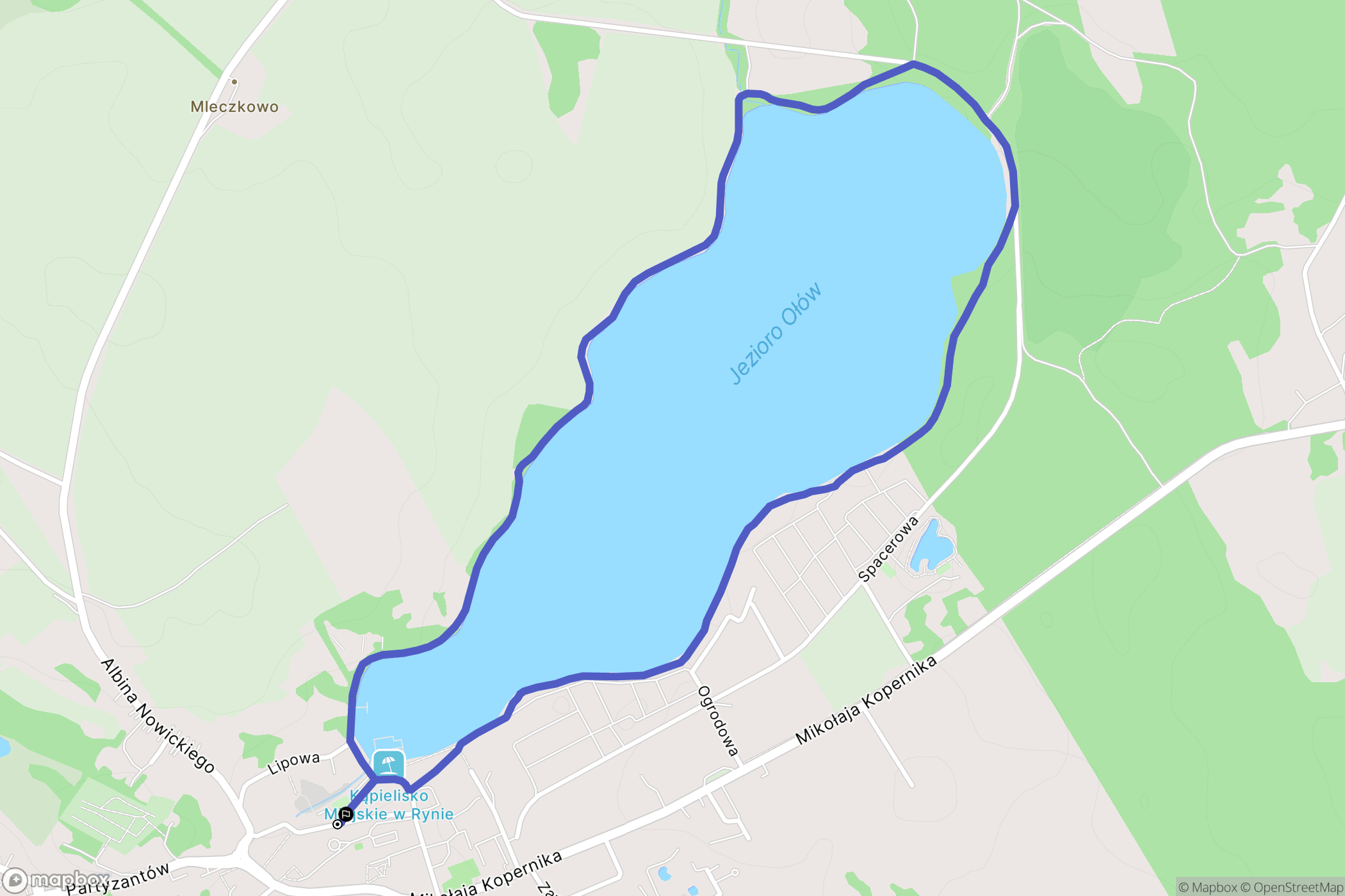 Ryn: mapa trasy - Poland