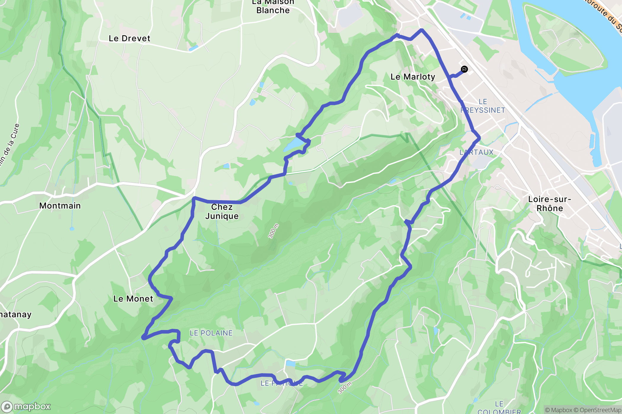 Loire-sur-Rhône : carte du parcours de randonnée - France