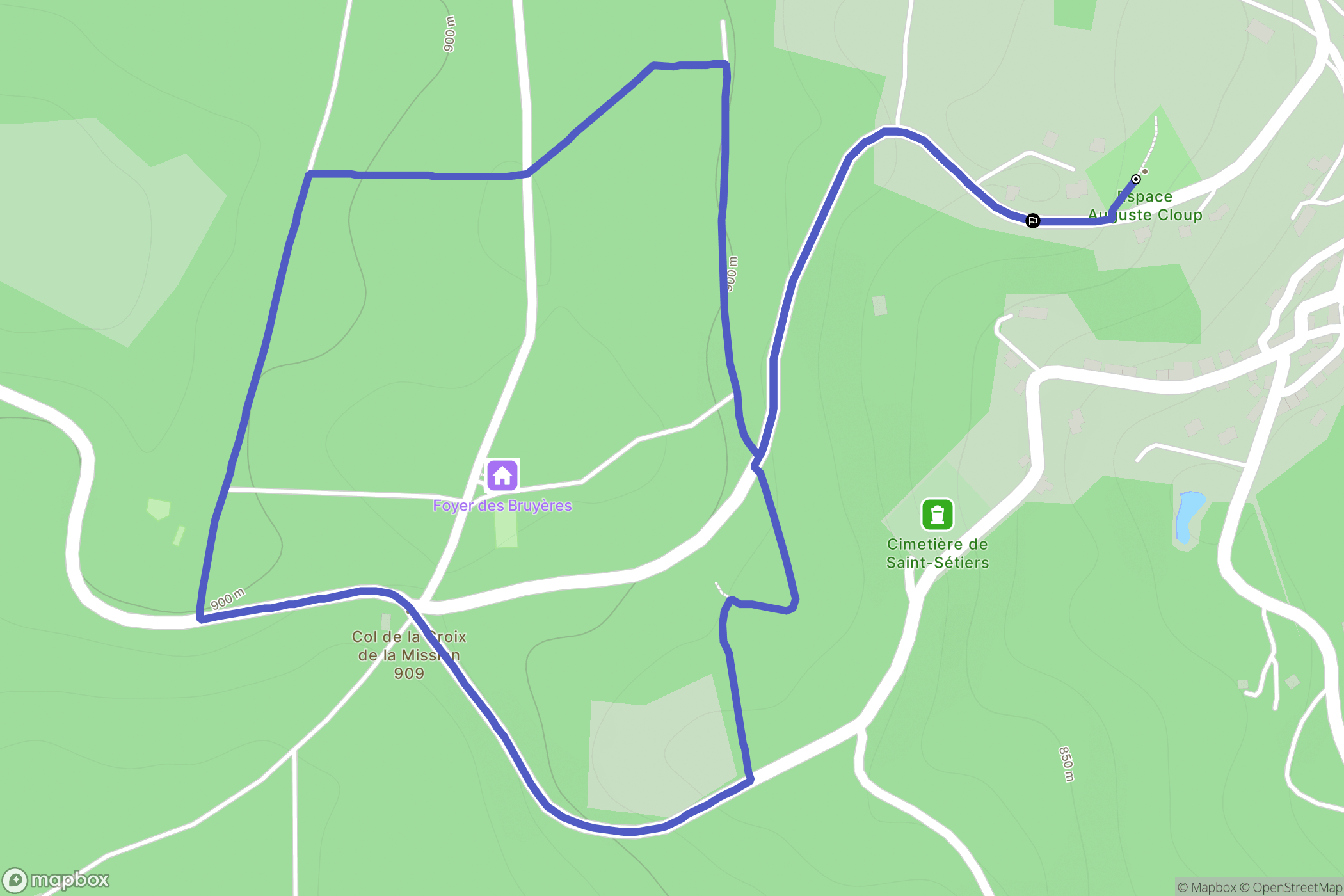 Saint-Setiers : carte du parcours de randonnée - France