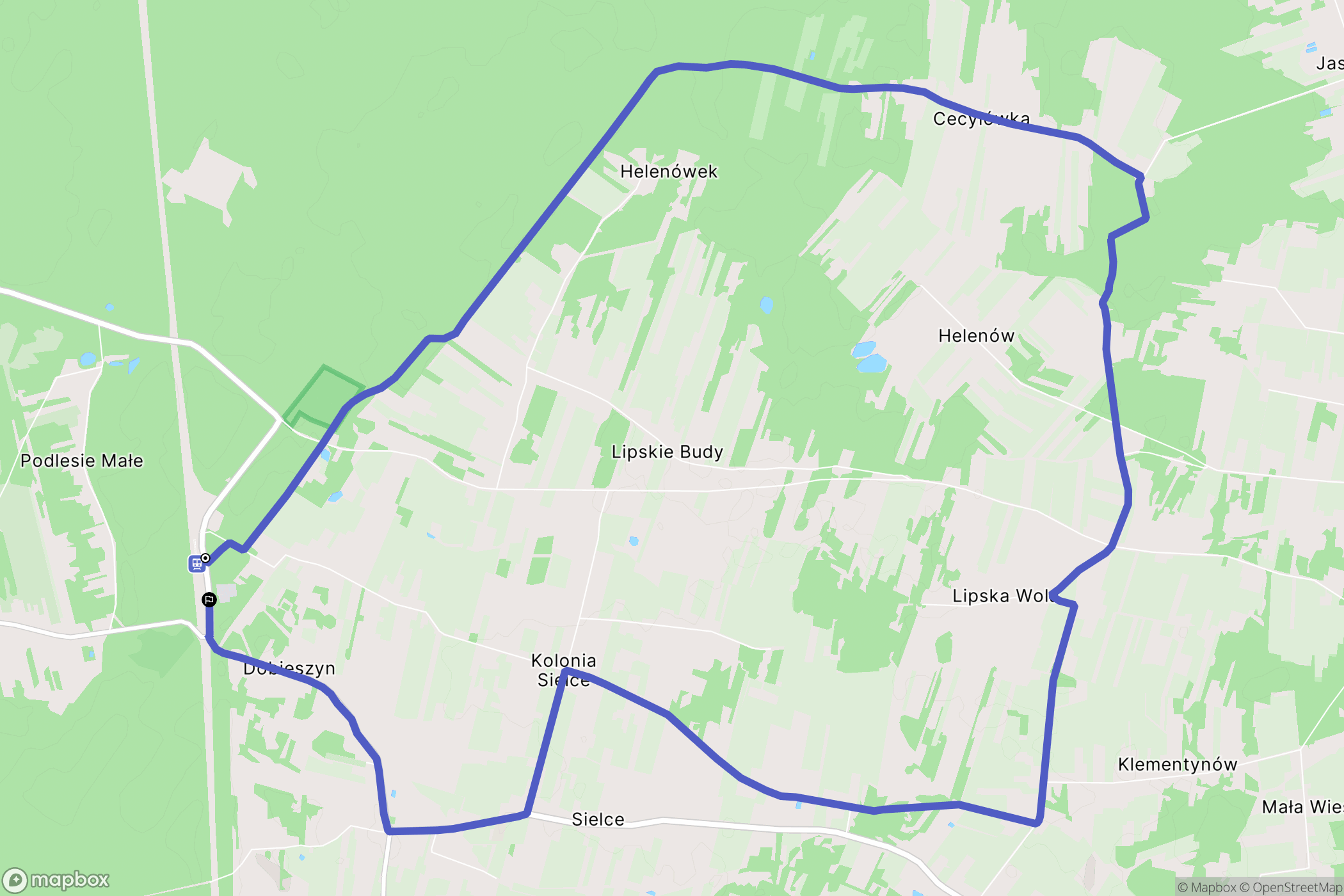 Dobieszyn: mapa trasy - Poland