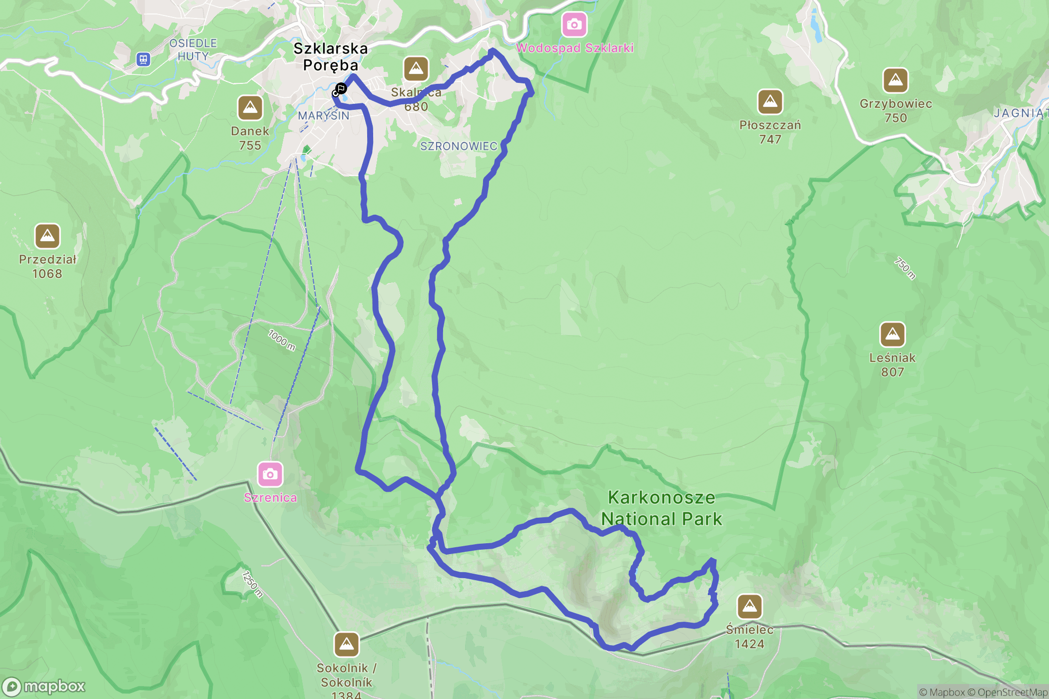Szklarska Poręba: mapa trasy - Poland