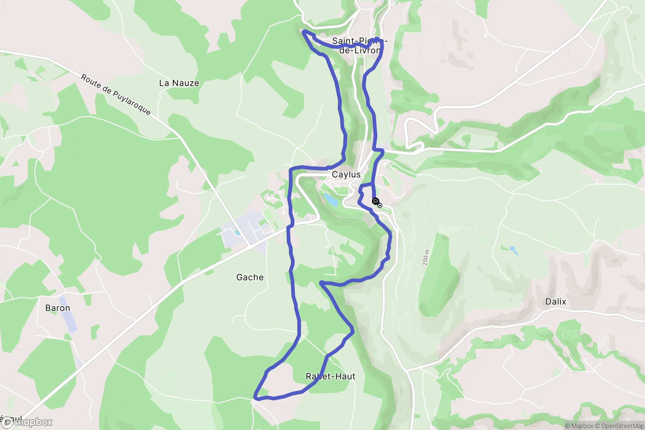 Caylus : carte du parcours de randonnée - France