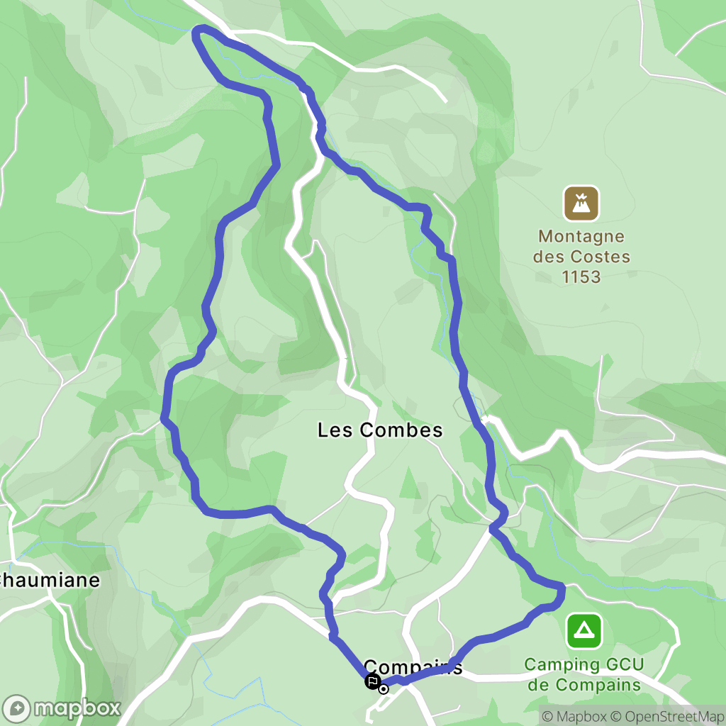Compains : carte du parcours de randonnée - France