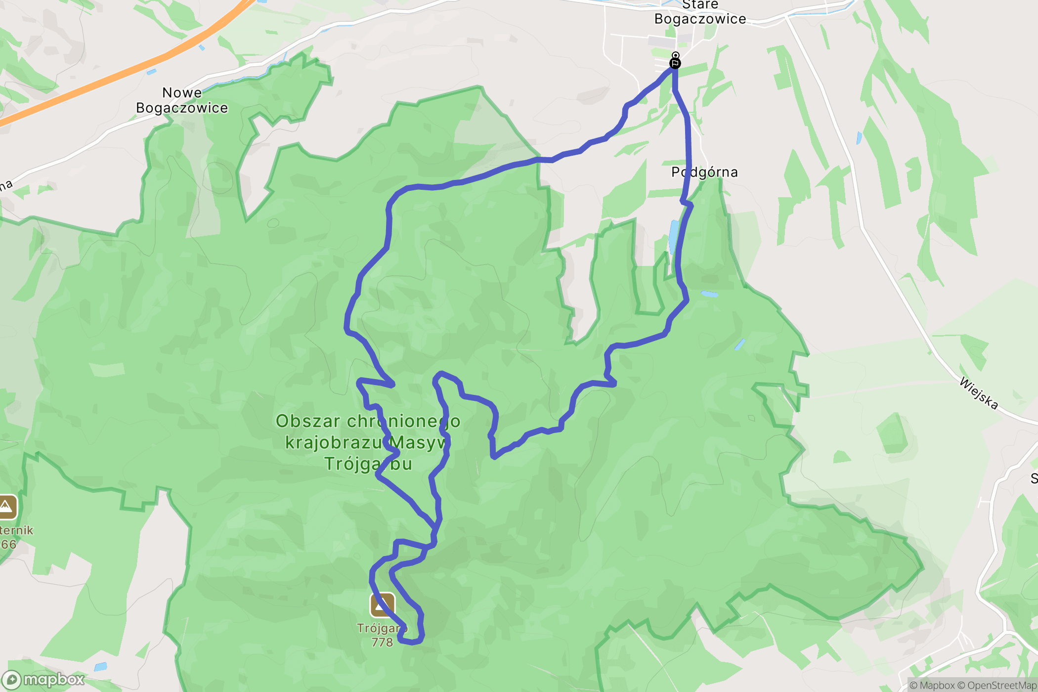 Stare Bogaczowice: mapa trasy - Poland