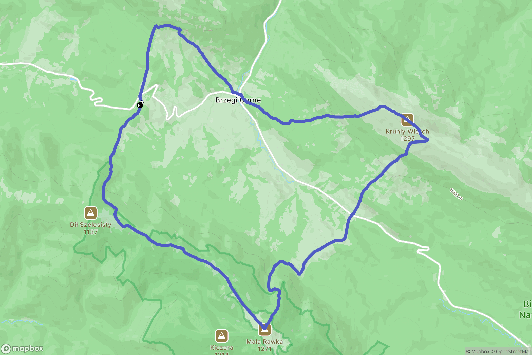 Brzegi Górne: mapa trasy - Poland