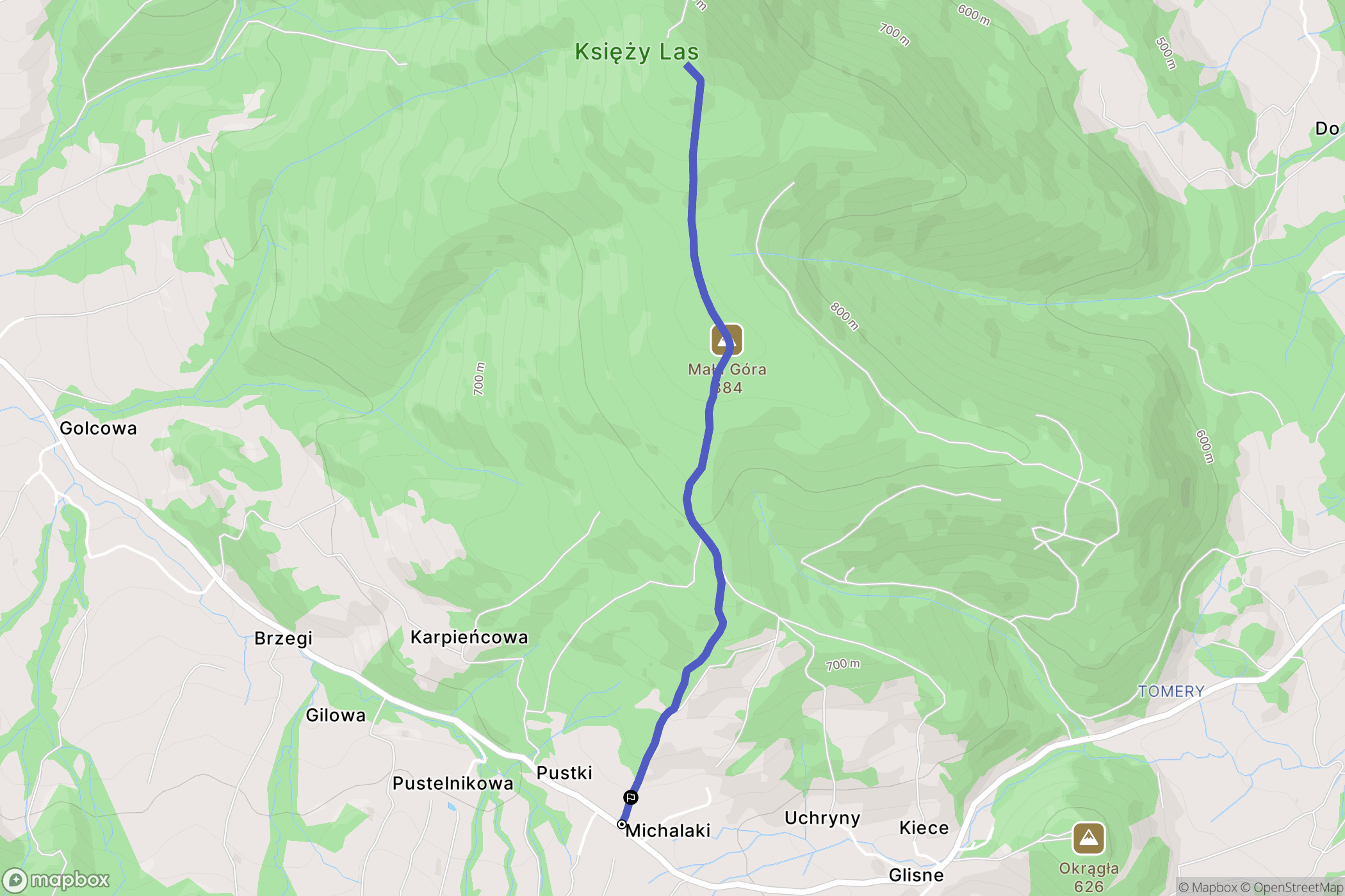 Glisne: mapa trasy - Poland