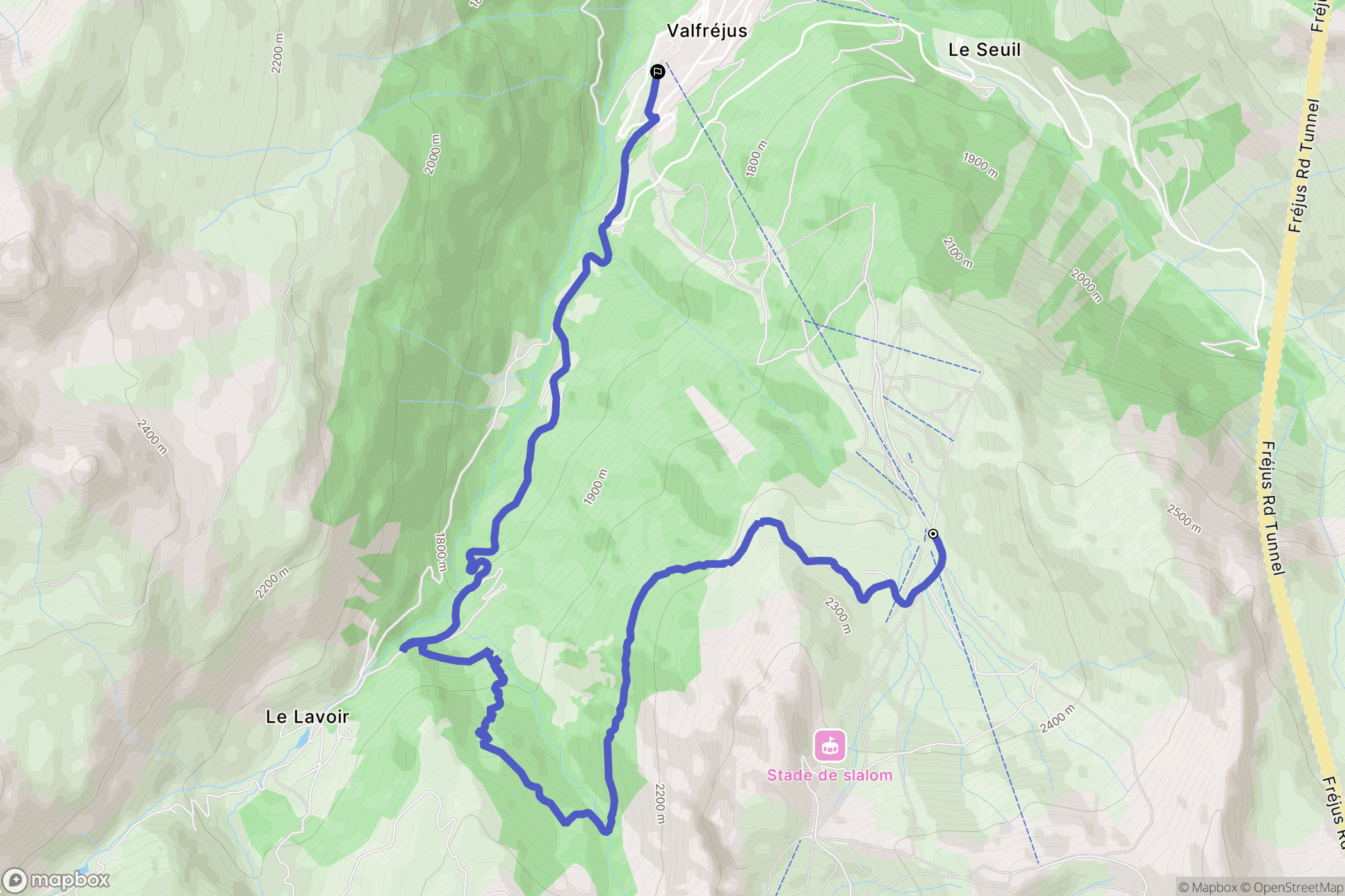 Modane : carte du parcours de randonnée - France