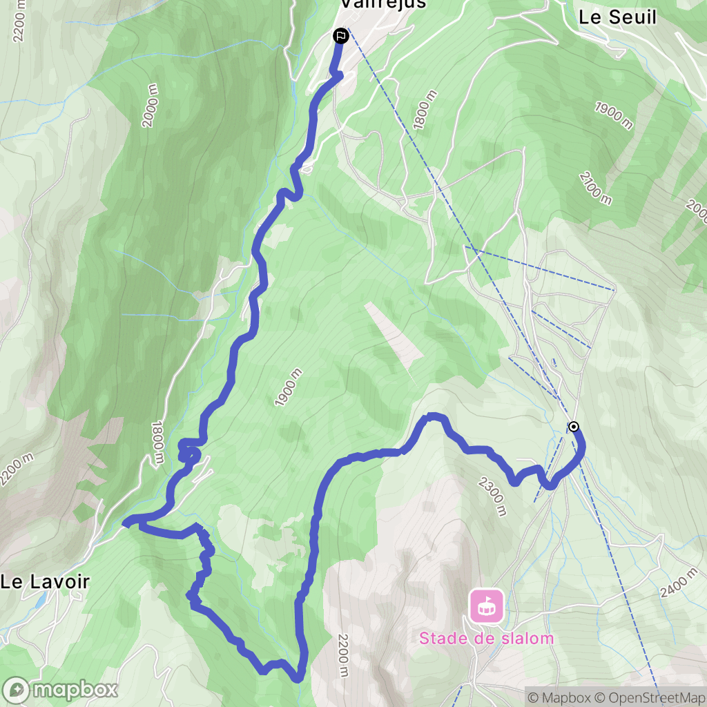Modane : carte du parcours de randonnée - France