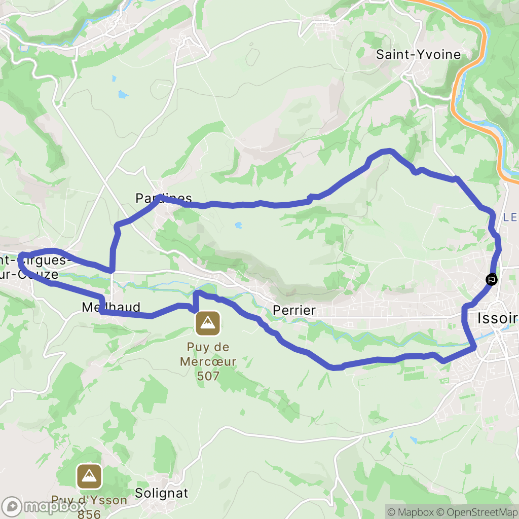Issoire : carte du parcours de randonnée - France