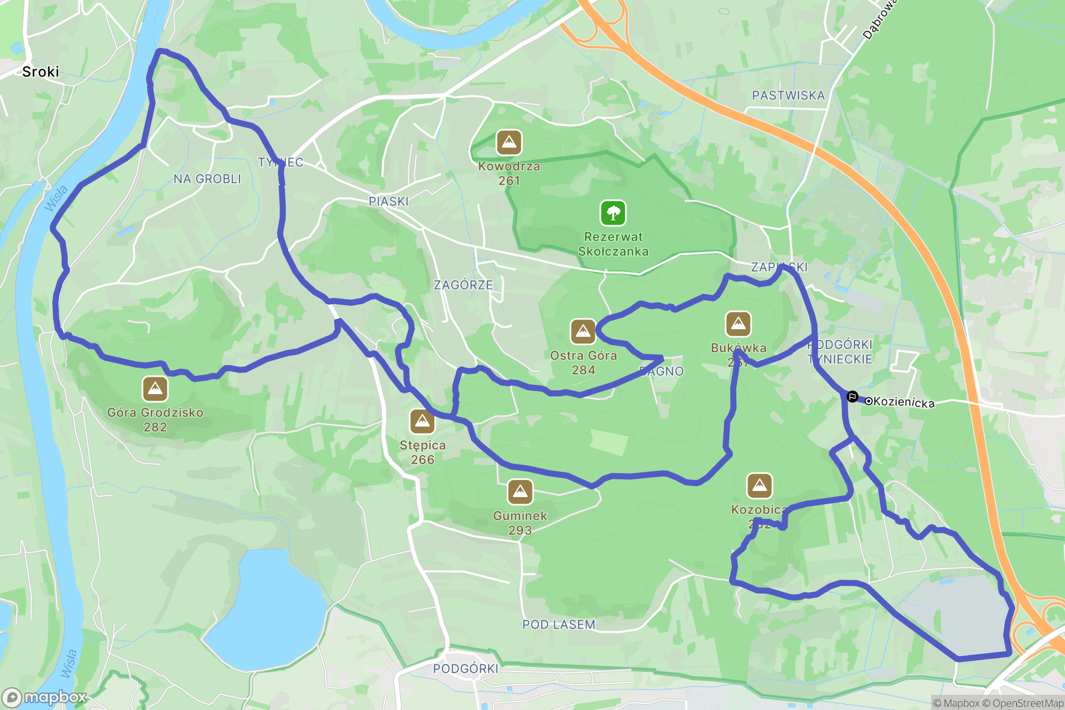 Kraków: mapa trasy - Poland
