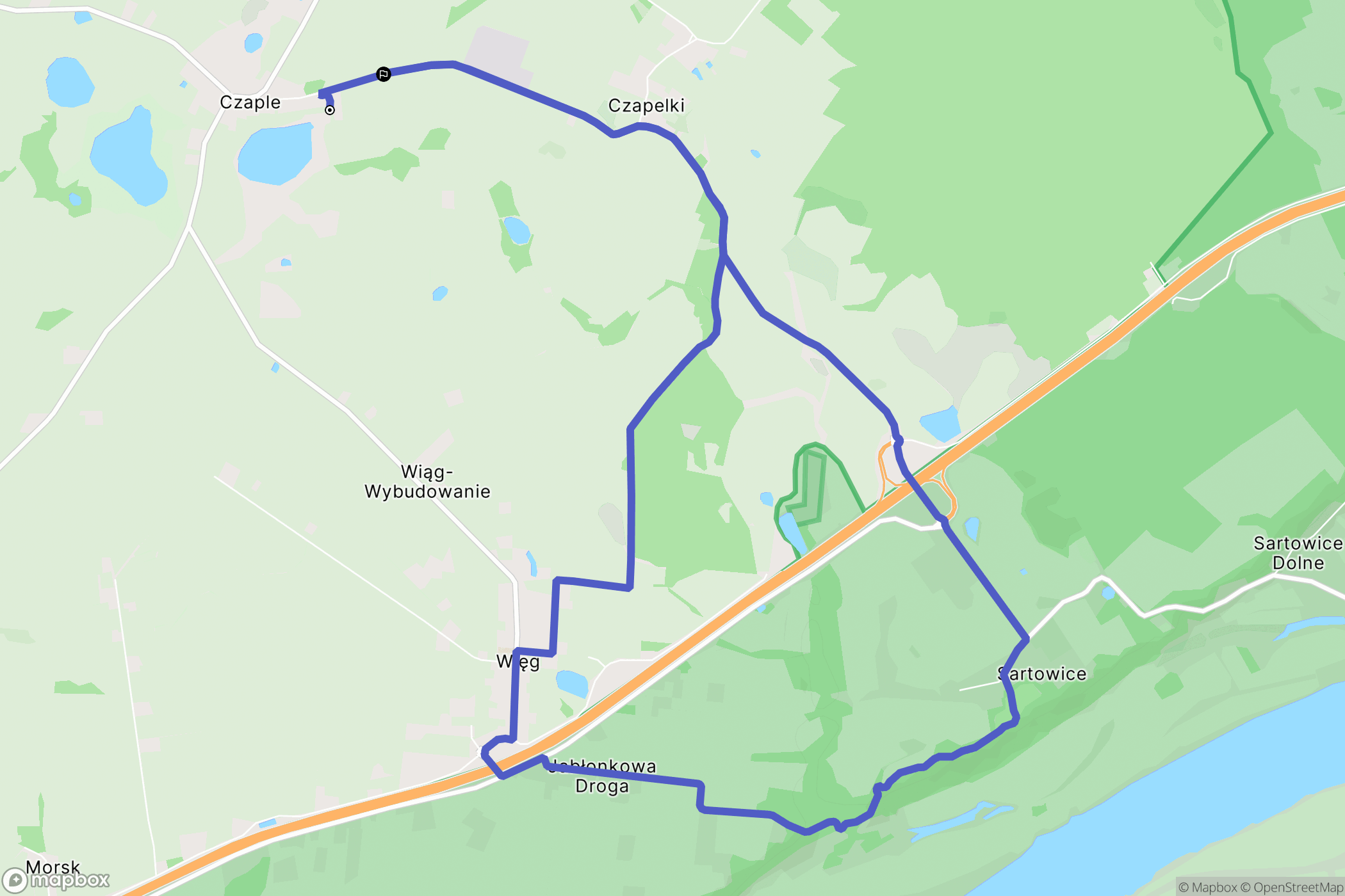 Czaple: mapa trasy - Poland