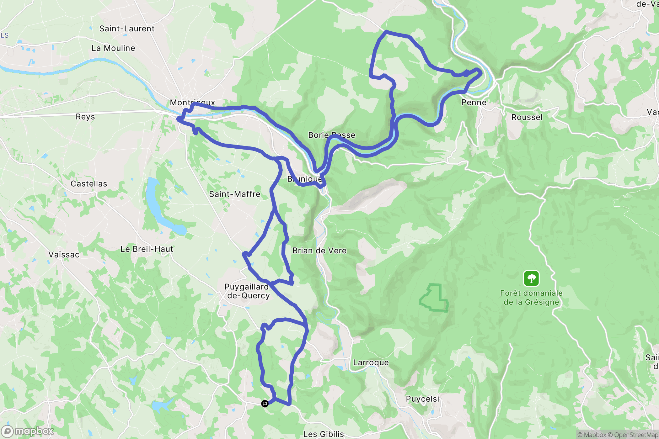 Puygaillard-de-Quercy : carte du parcours de randonnée - France