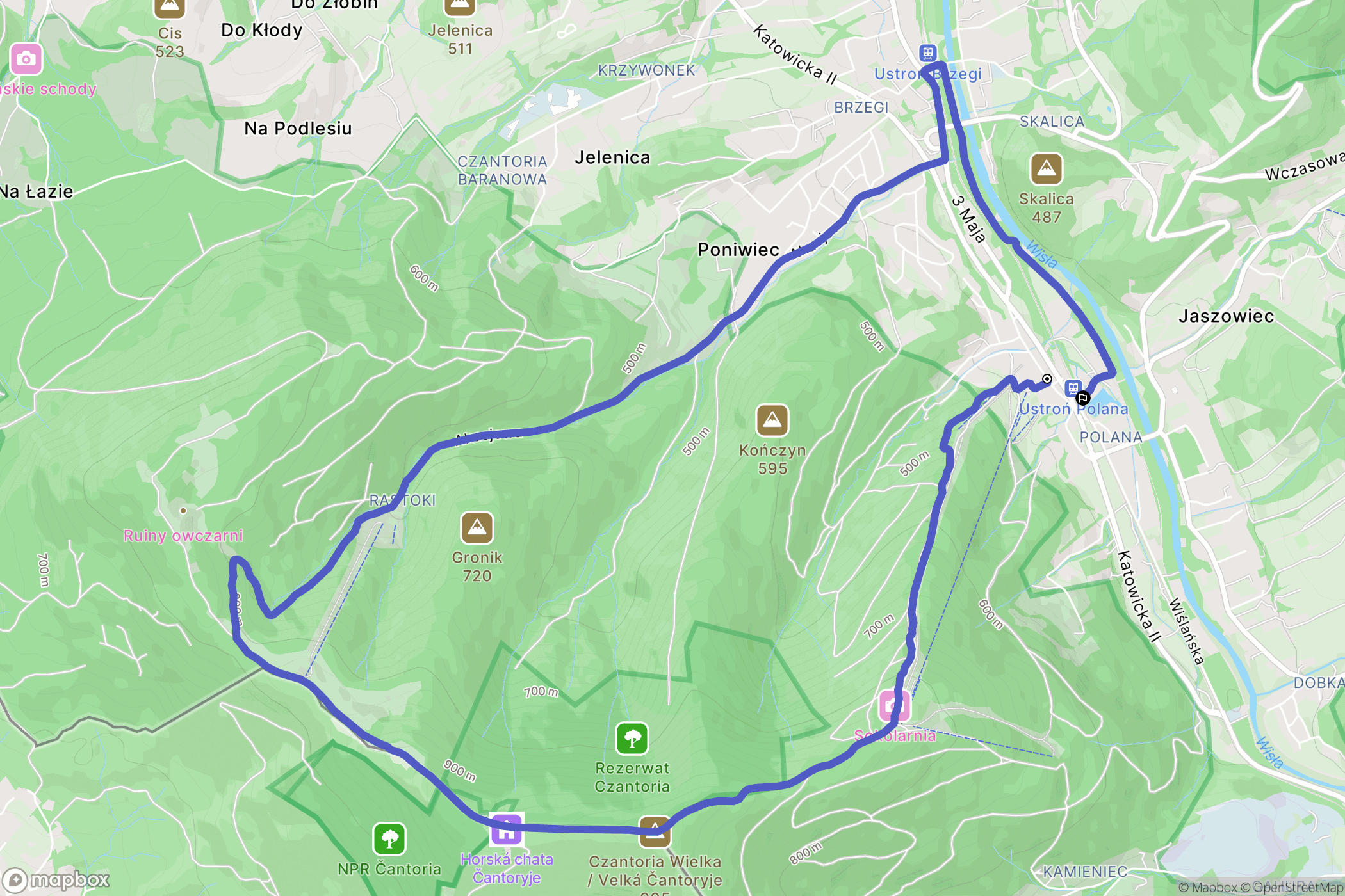 Ustroń: mapa trasy - Poland
