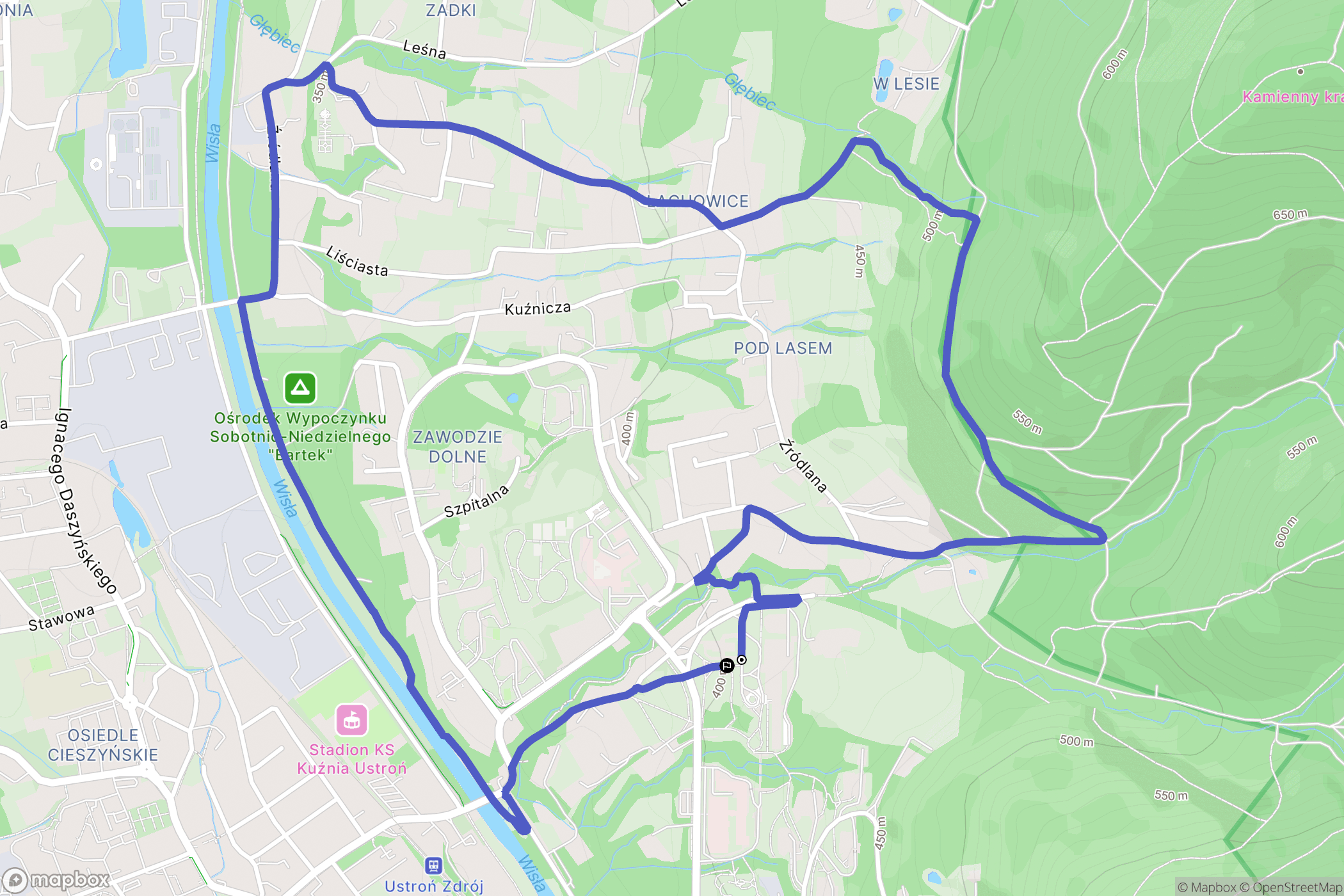 Ustroń: mapa trasy - Poland